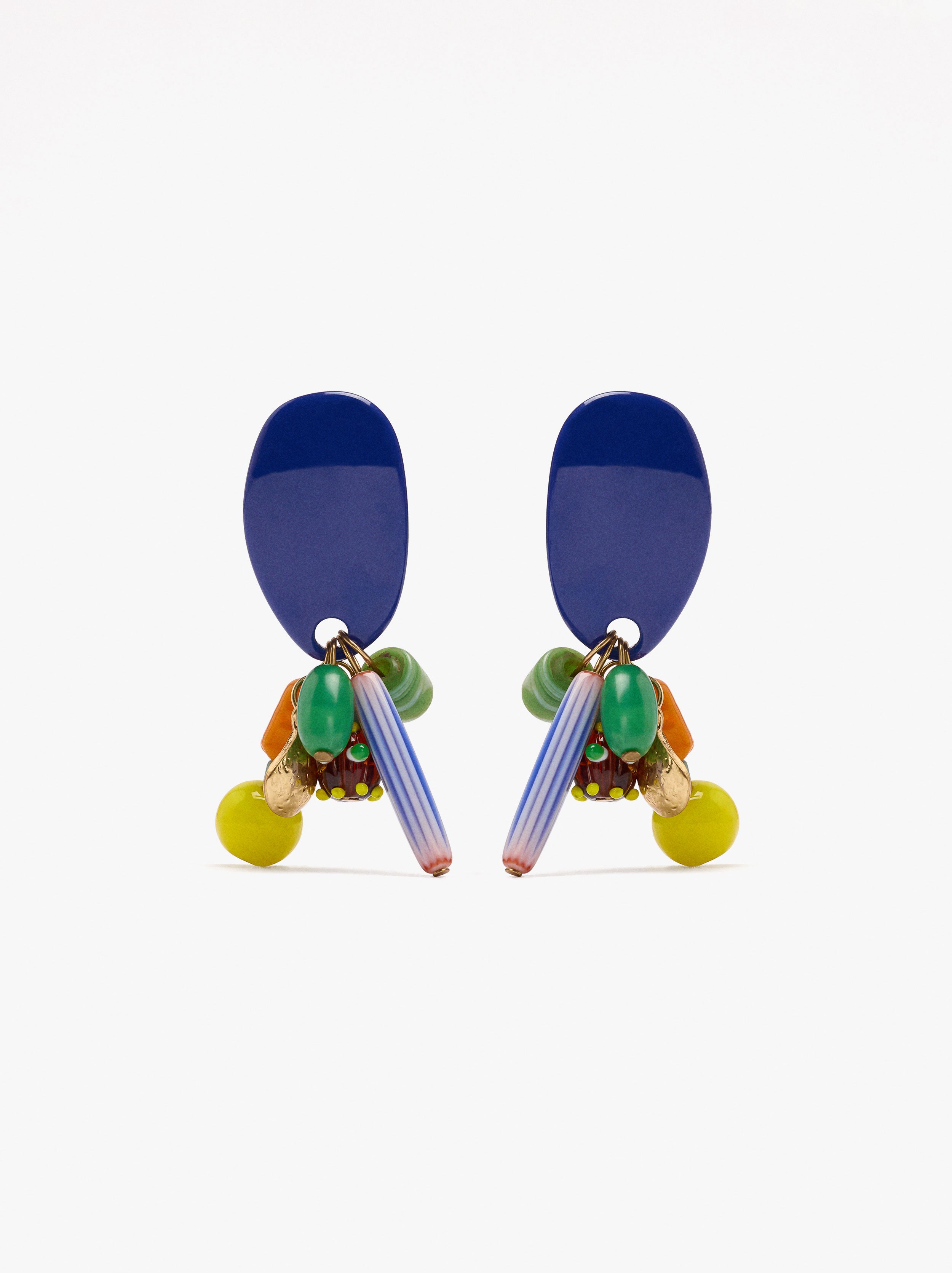 Pendientes Ovalados Con Cuentas Multicolor