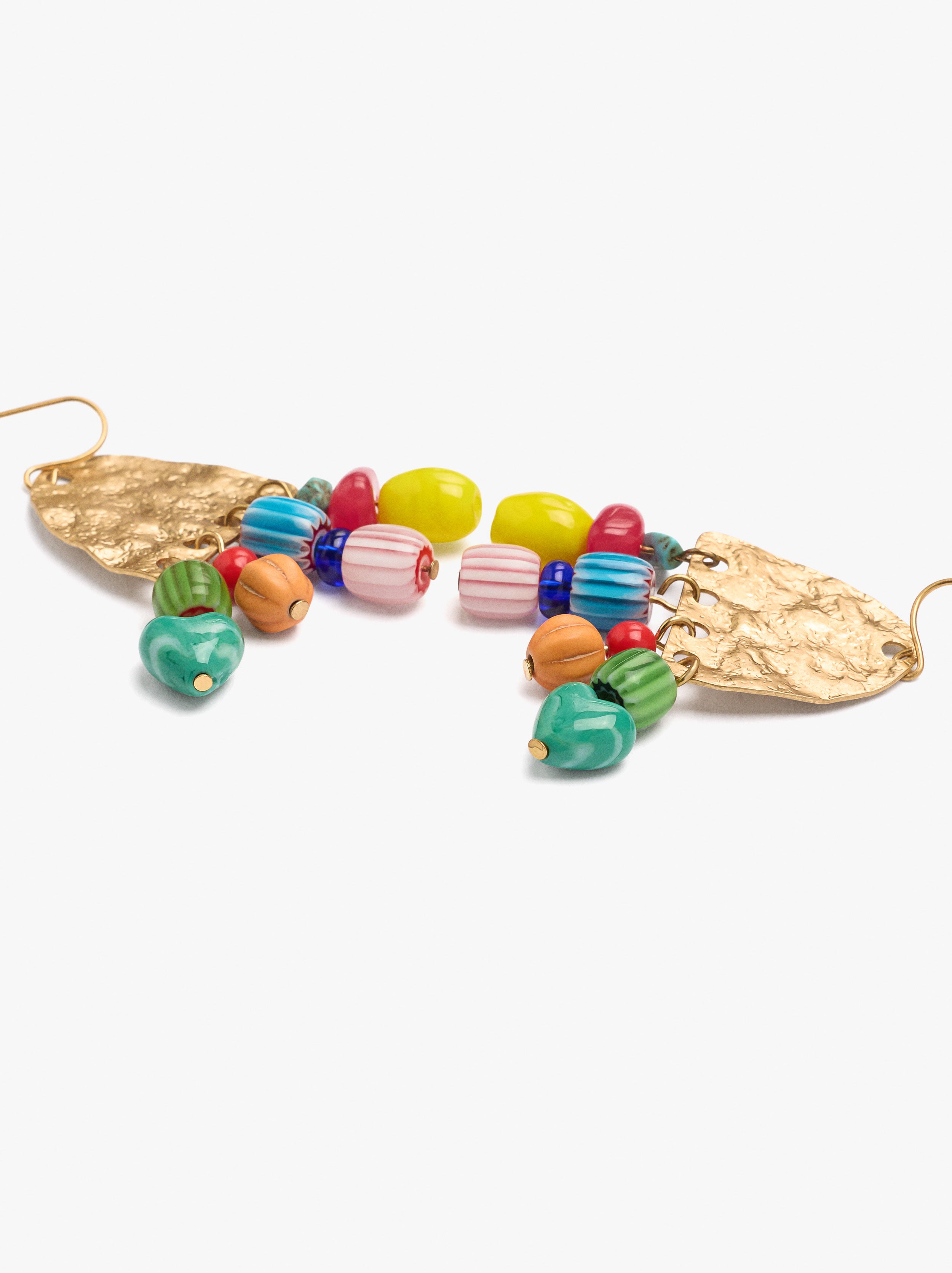 Pendientes Largos Con Cuentas Multicolor