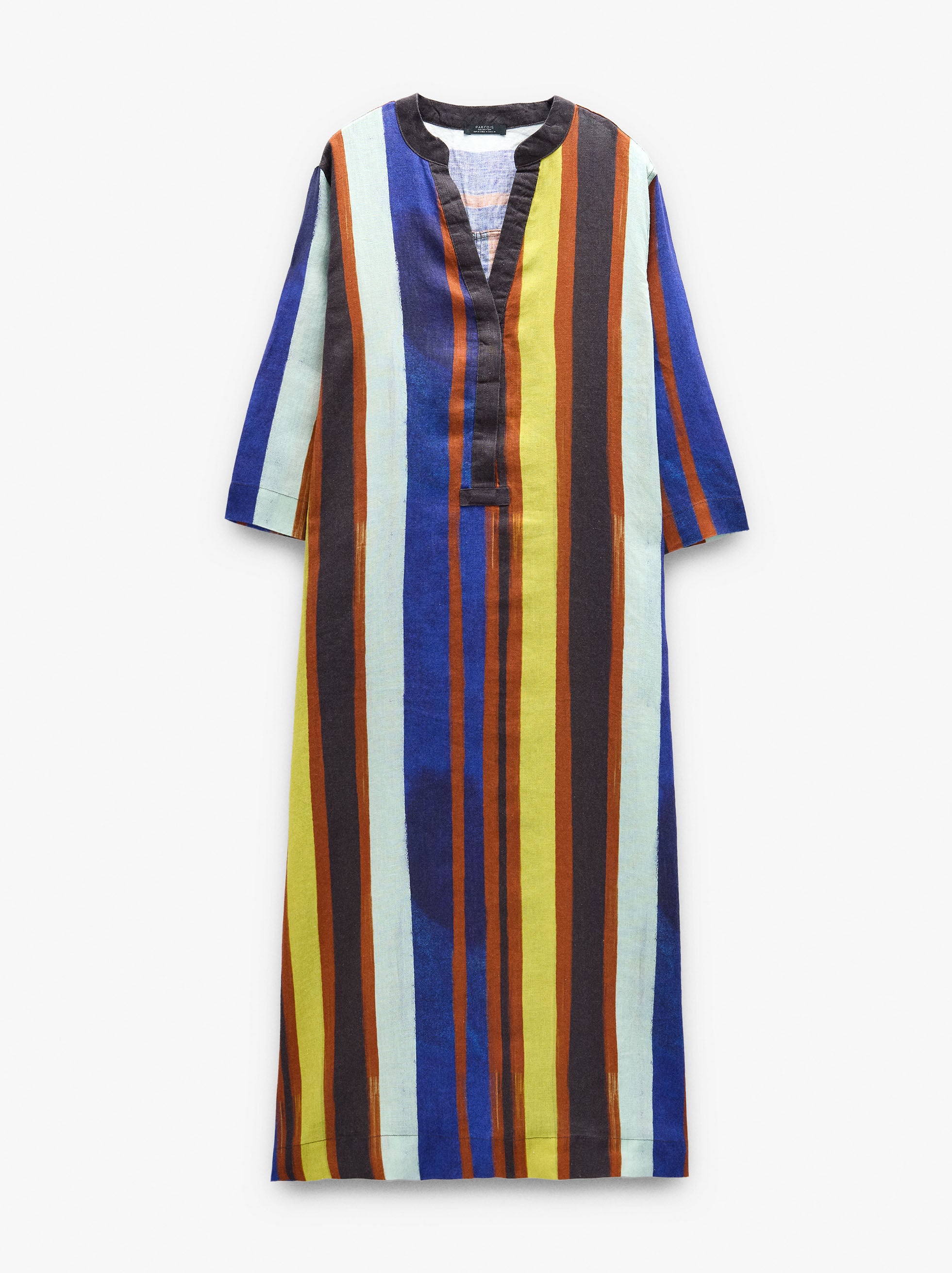 Vestido Largo A Rayas 100% Lino