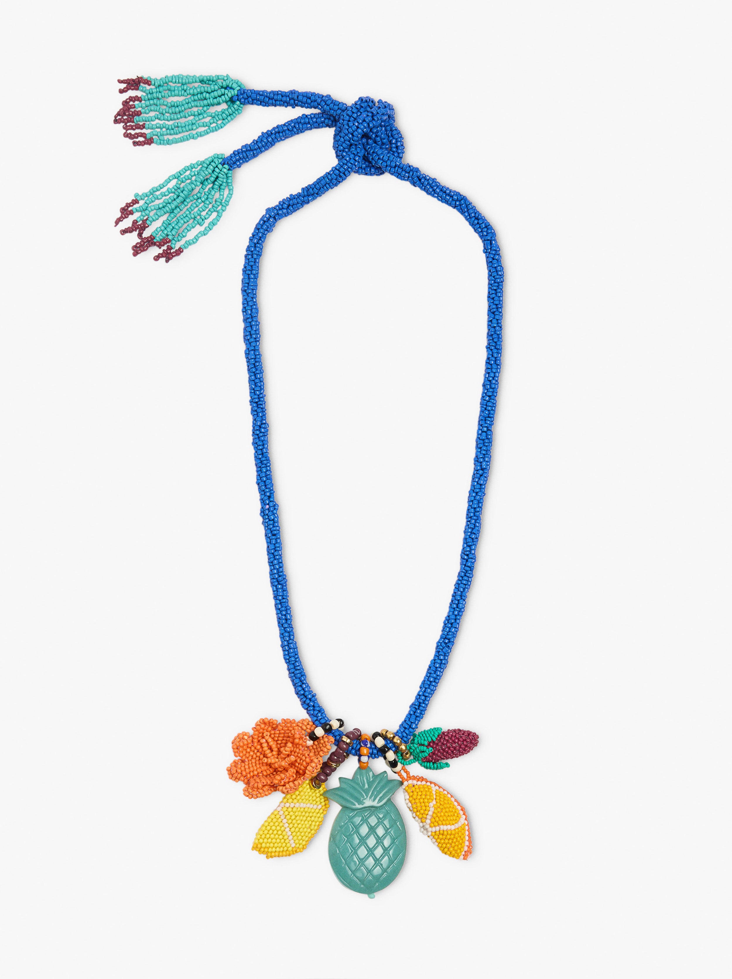 Collar De Abalorios Con Colgantes De Frutas Multicolor