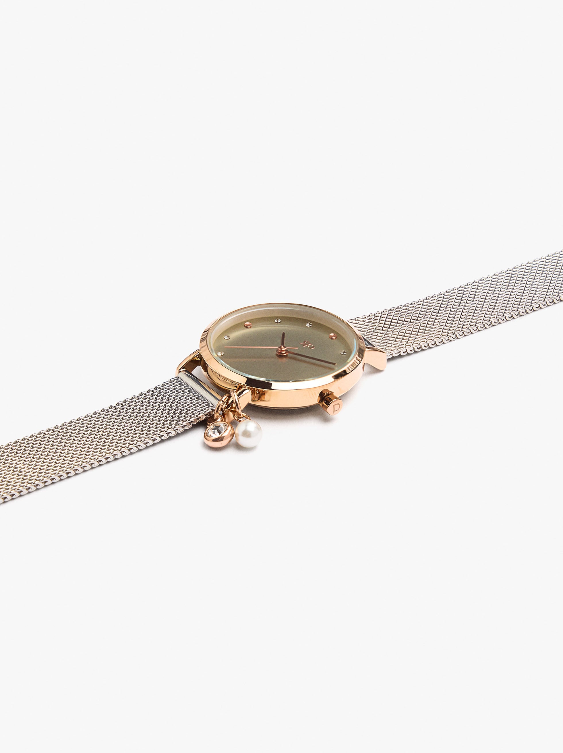 Reloj Bicolor Con Malla Metálica De Acero Inoxidable