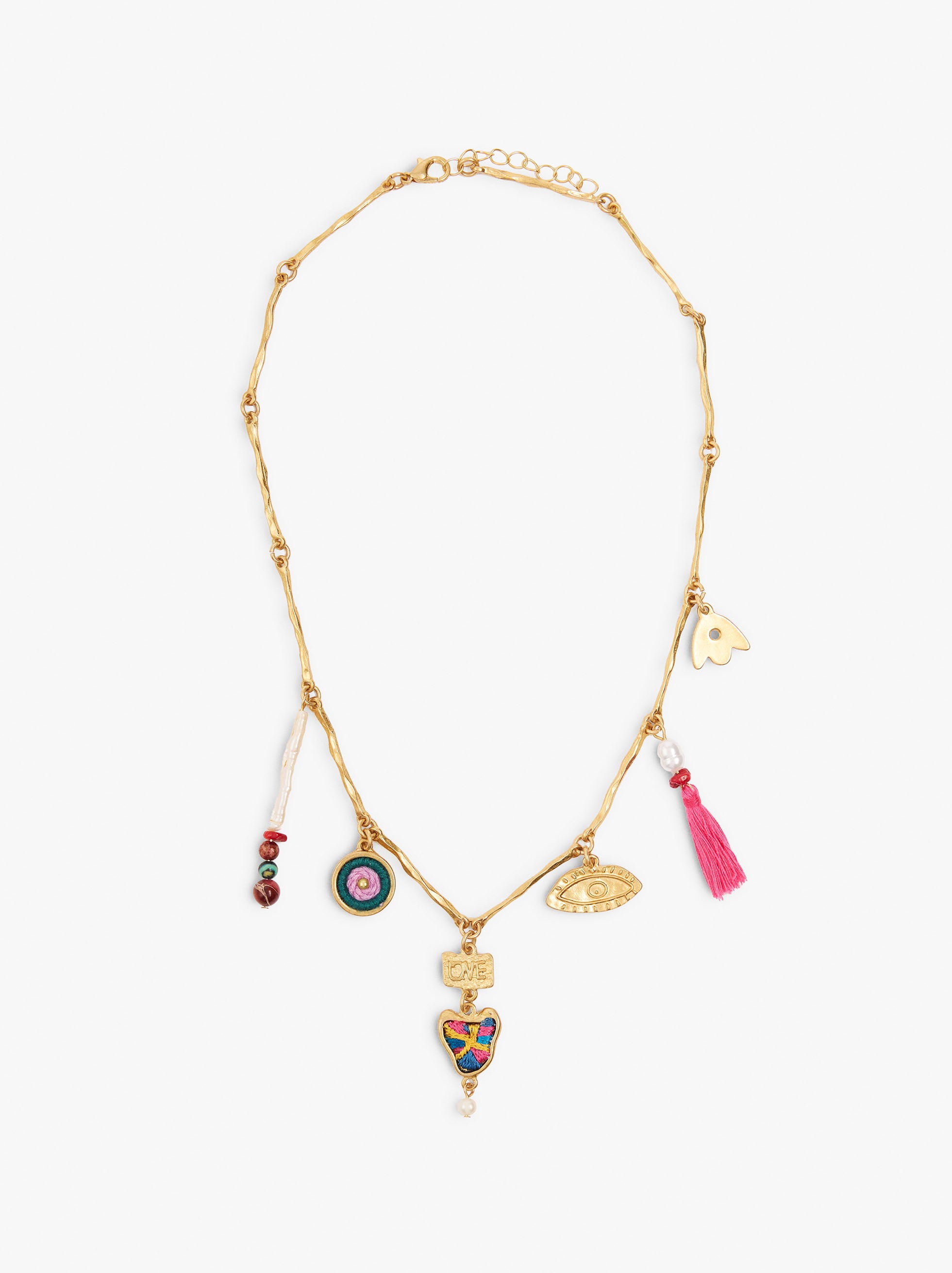 Collar Segmentado Con Barras Y Charms Multicolor