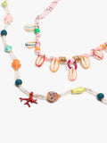 Multicollar De Tela Con Charms De Cerámica Y Conchas