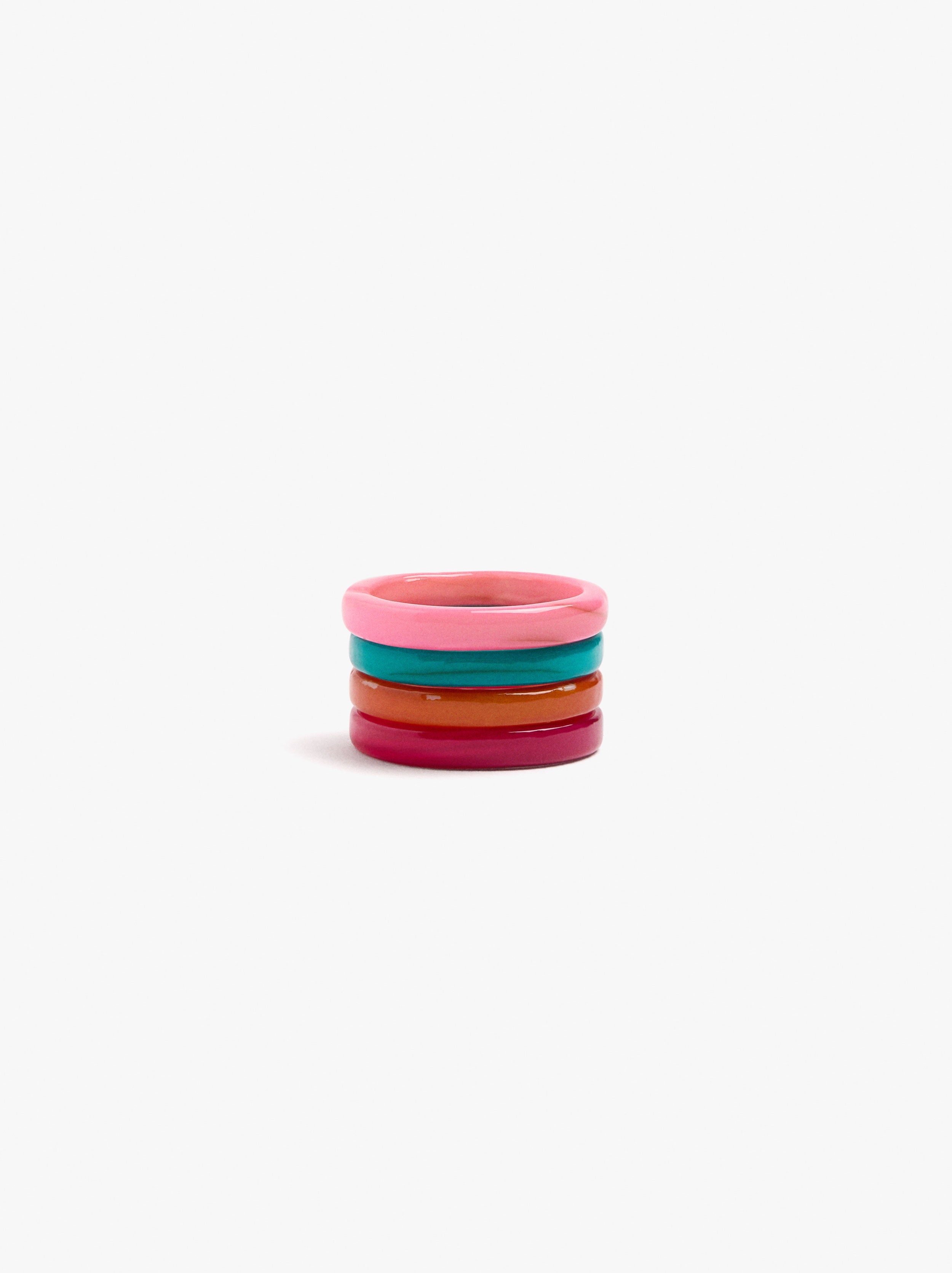 Set De Anillos Multicolor De Conchas
