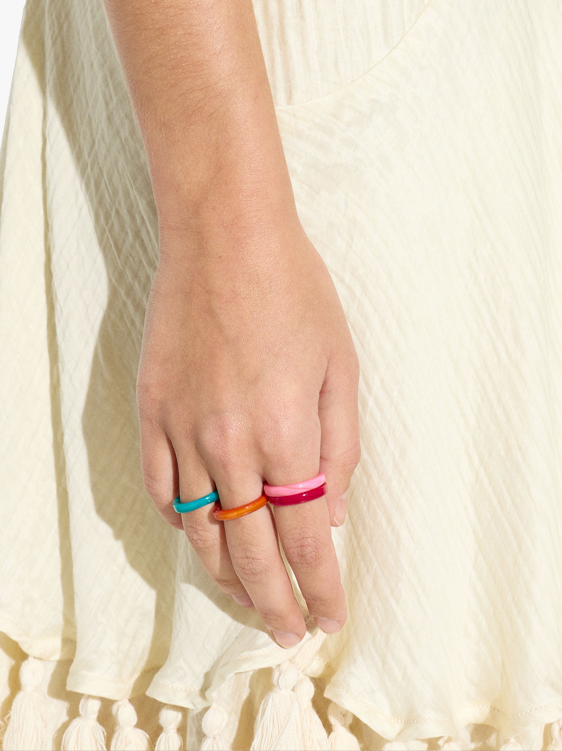 Set De Anillos Multicolor De Conchas