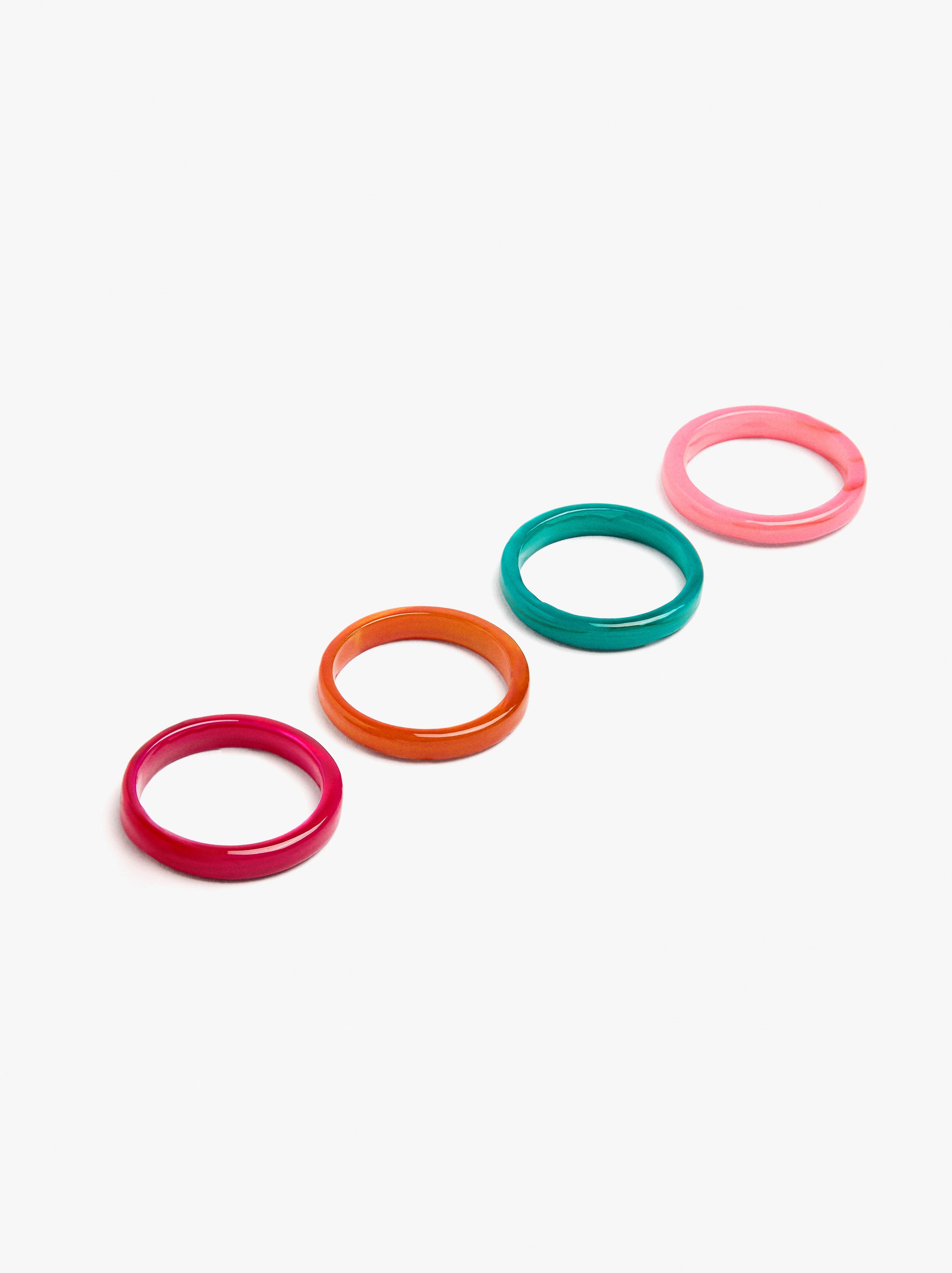 Set De Anillos Multicolor De Conchas