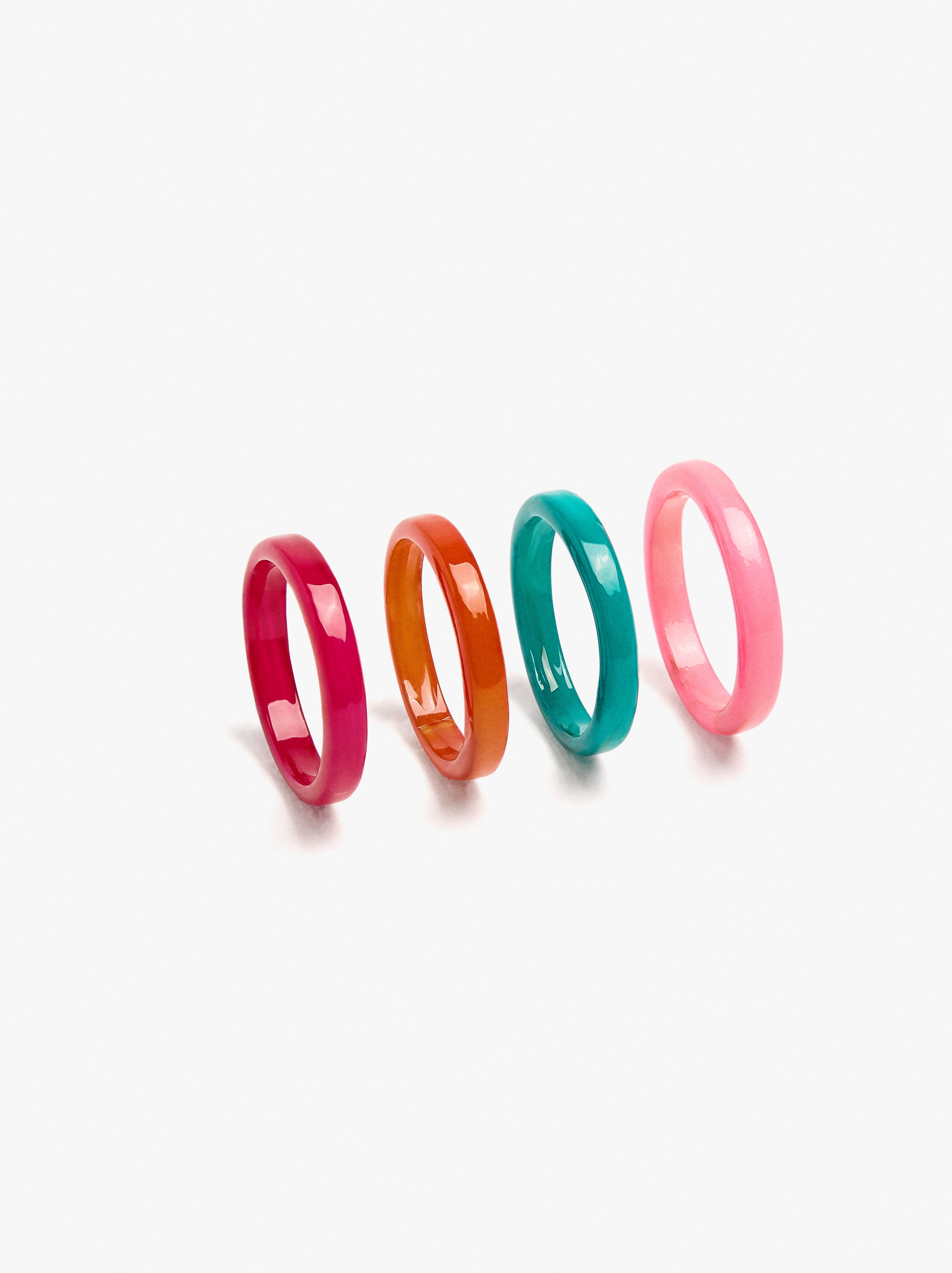 Set De Anillos Multicolor De Conchas
