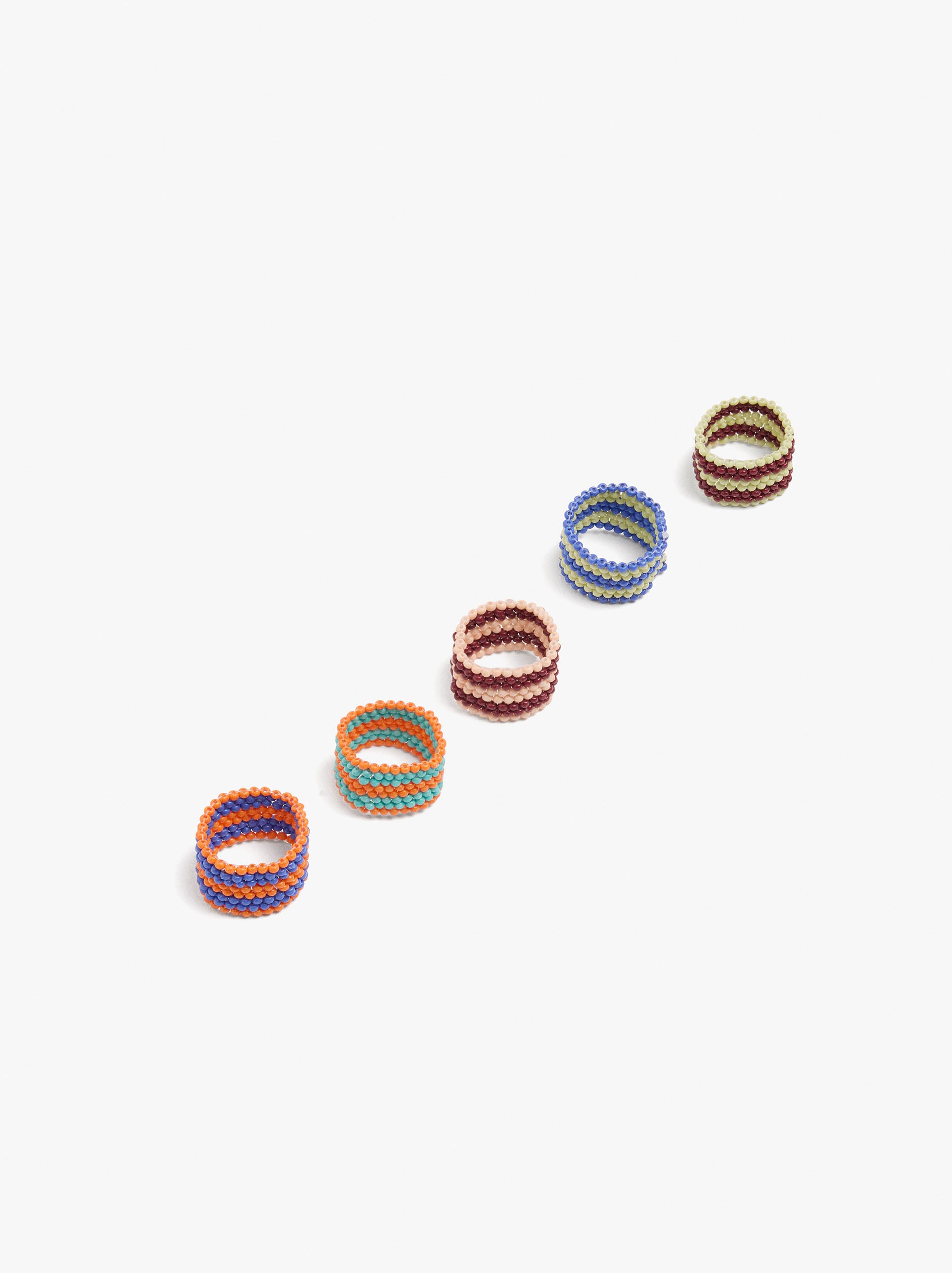 Set De Anillos Con Abalorios De Vidrio