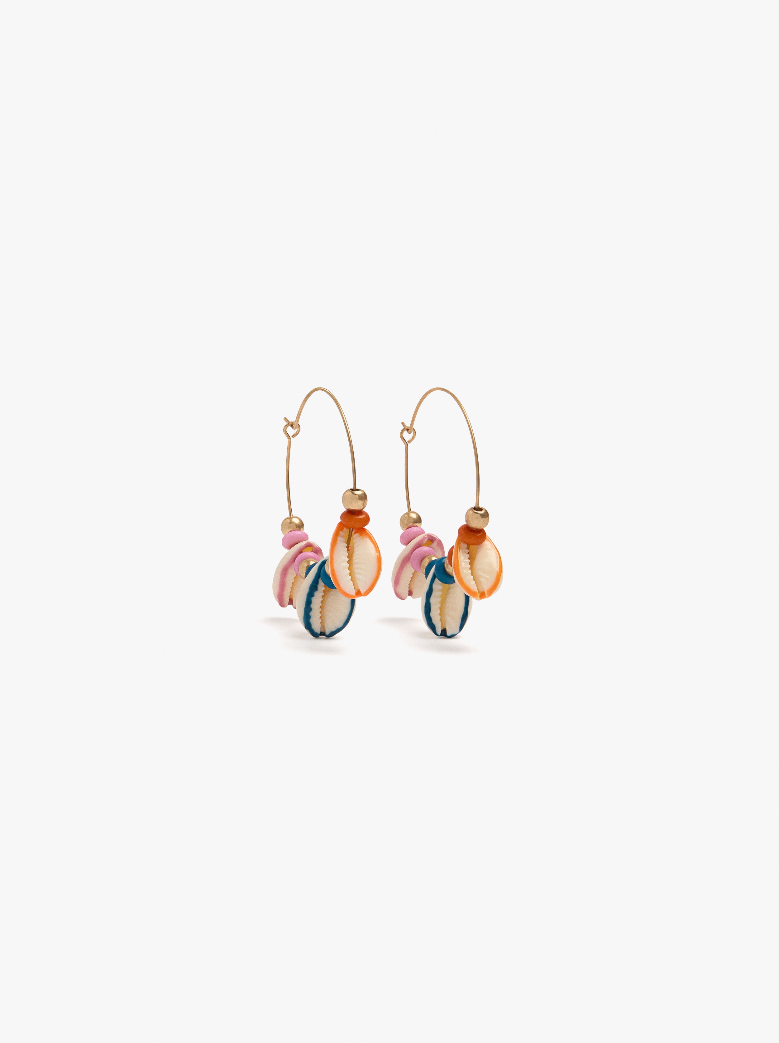 Aros Con Conchas Esmalte Multicolor