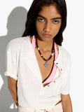 Collar Con Cuentas De Vidrio Y Esmaltadas