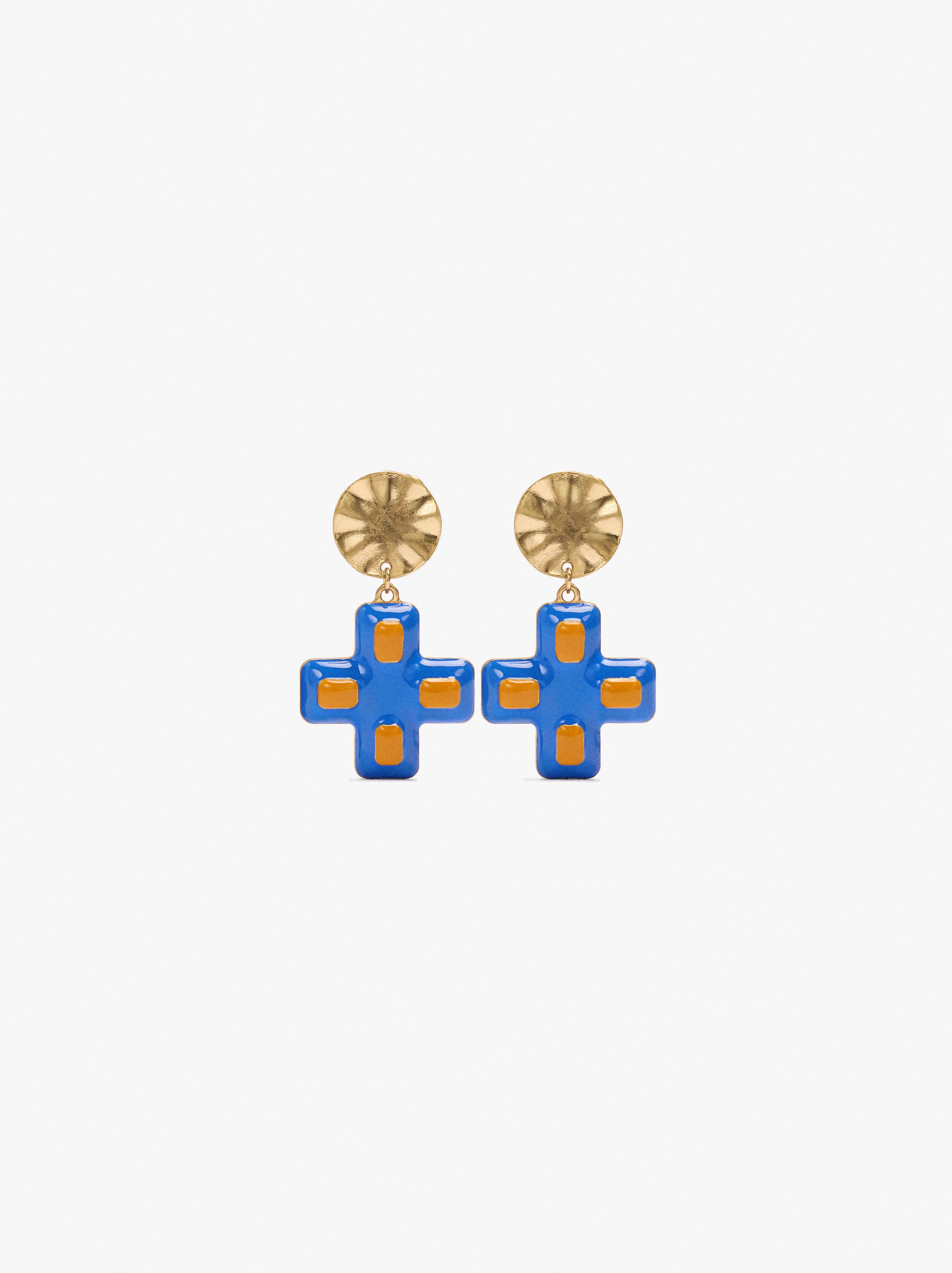Pendientes Con Cruz Esmaltada