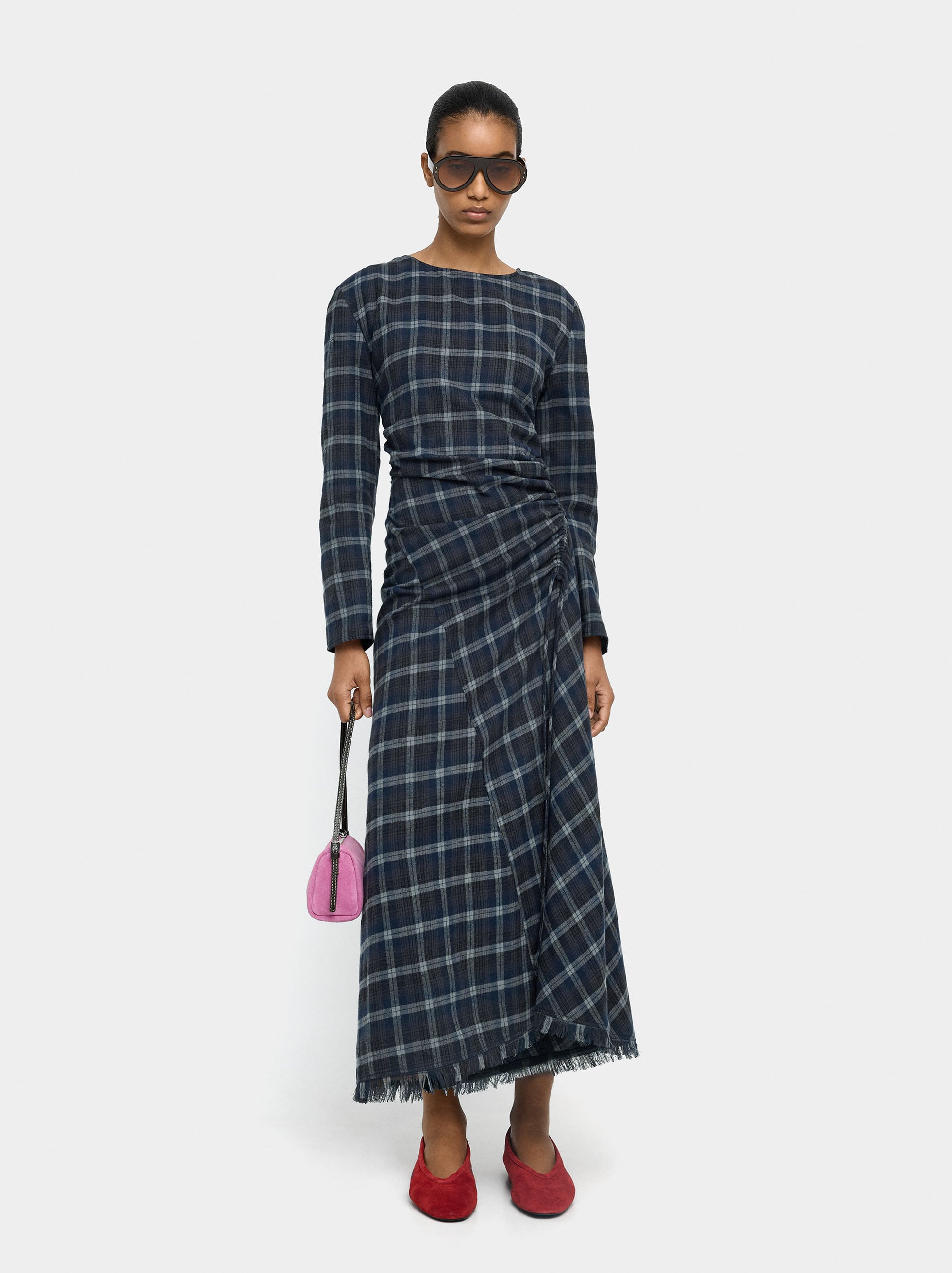 Vestido Con Cuadros 100% Algodón
