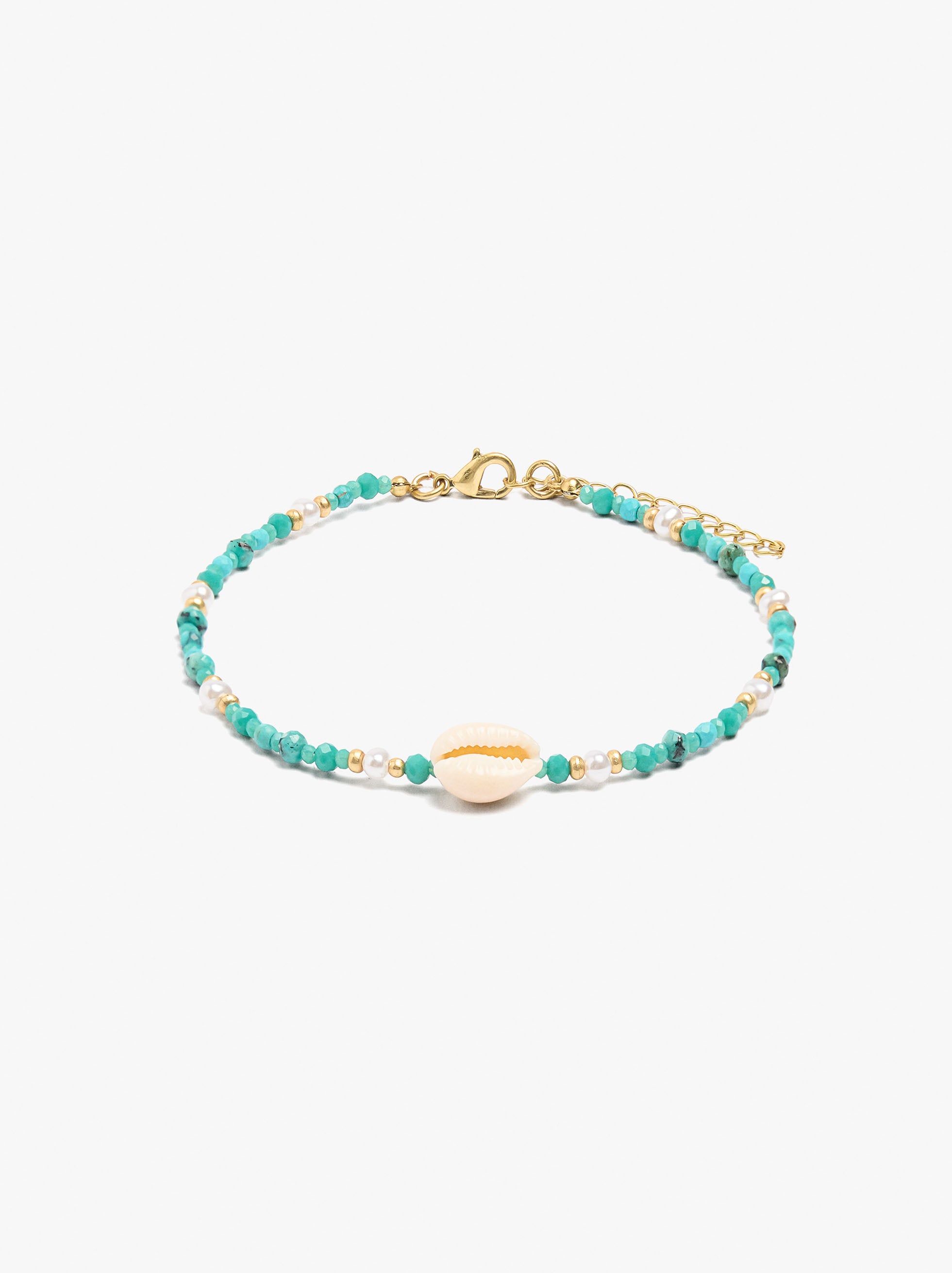 Pulsera Cuentas De Piedras Con Colgante De Concha