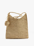 Bolso De Hombro De Rafia Con Colgante De Elefante