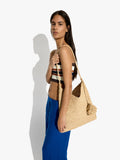 Bolso De Hombro De Rafia Con Colgante De Elefante