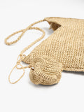 Bolso De Hombro De Rafia Con Colgante De Elefante