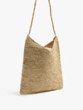 Bolso De Hombro De Rafia Con Colgante De Elefante