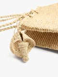 Bolso Shopper De Rafia Con Colgante De Elefante