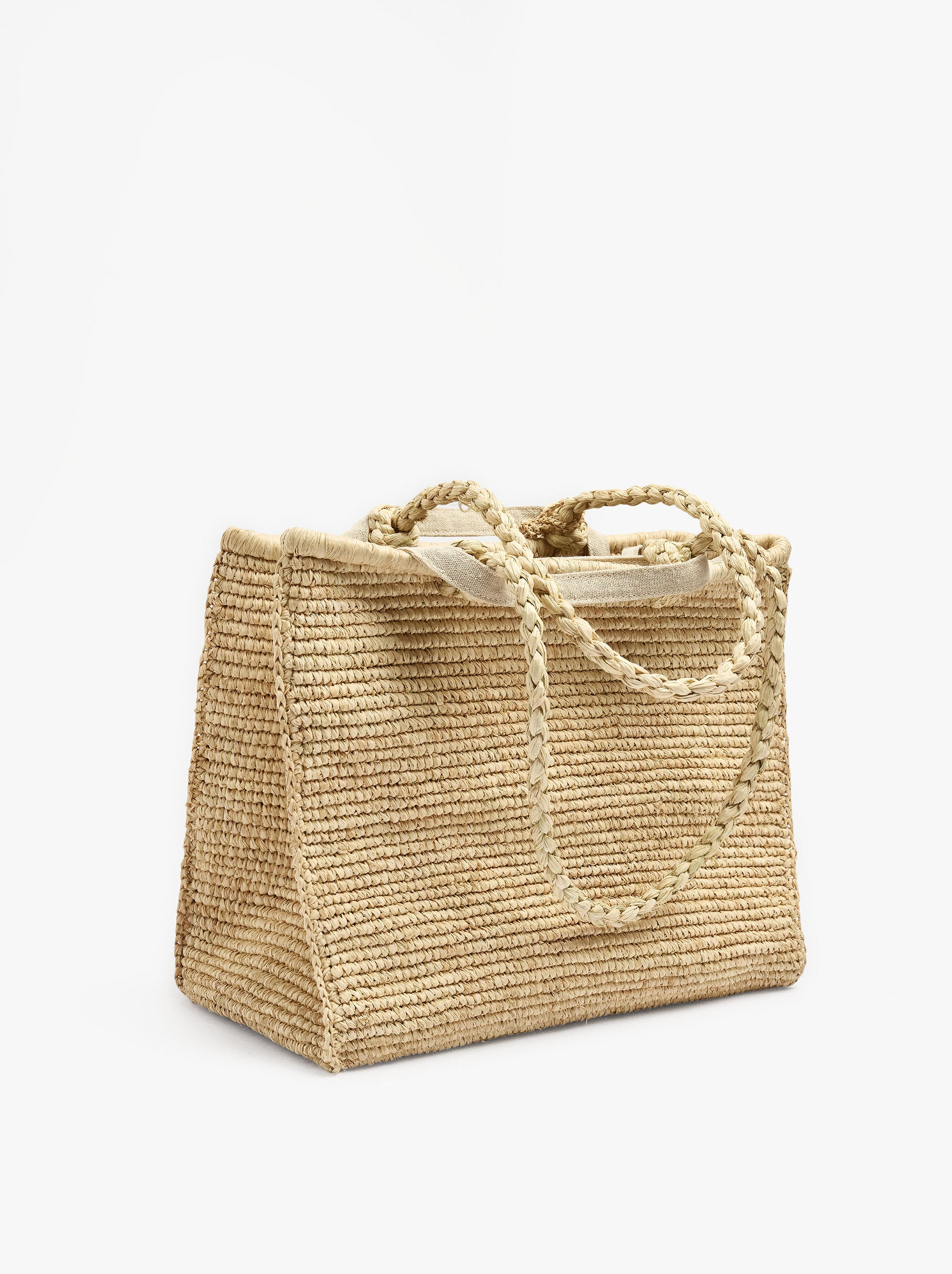 Bolso Shopper De Rafia Con Colgante De Elefante