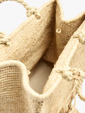 Bolso Shopper De Rafia Con Colgante De Elefante