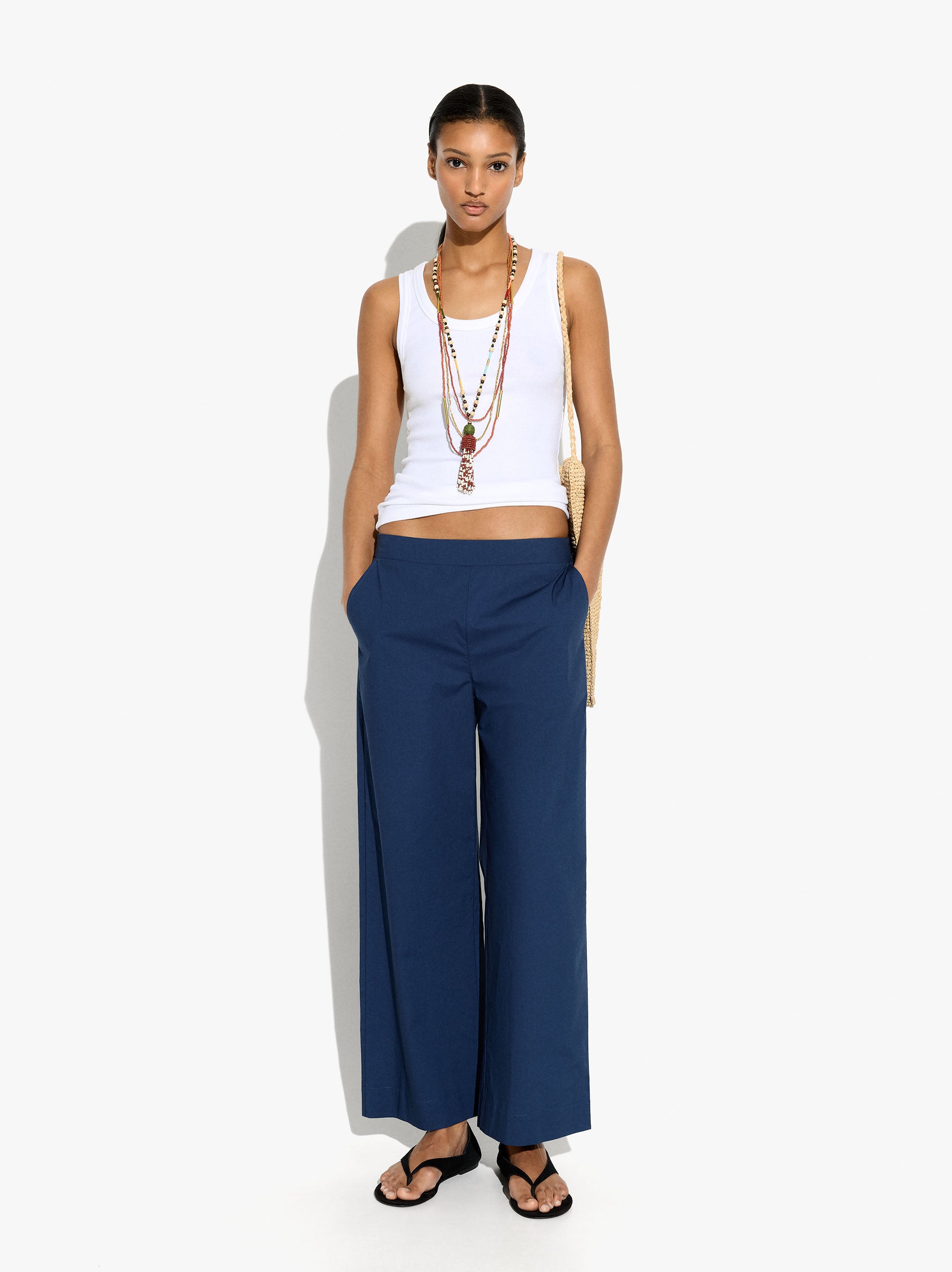 Pantalón Recto Con Bolsillo 100% Algodón
