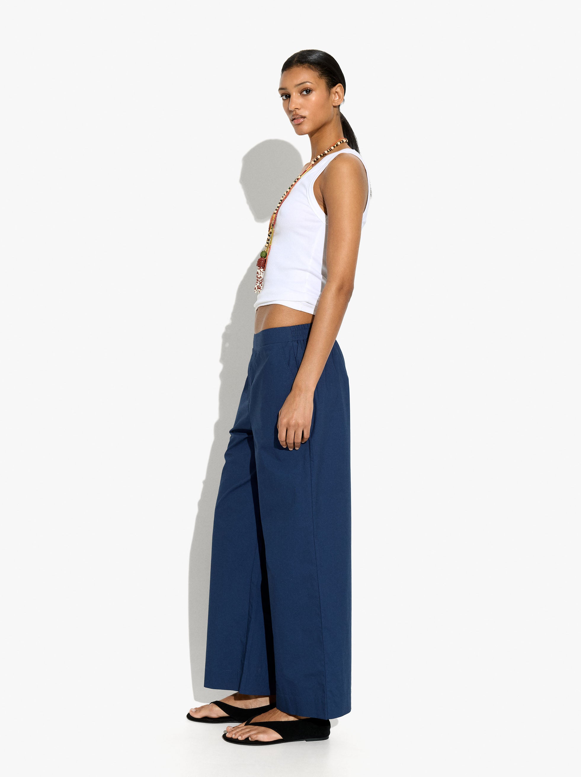 Pantalón Recto Con Bolsillo 100% Algodón