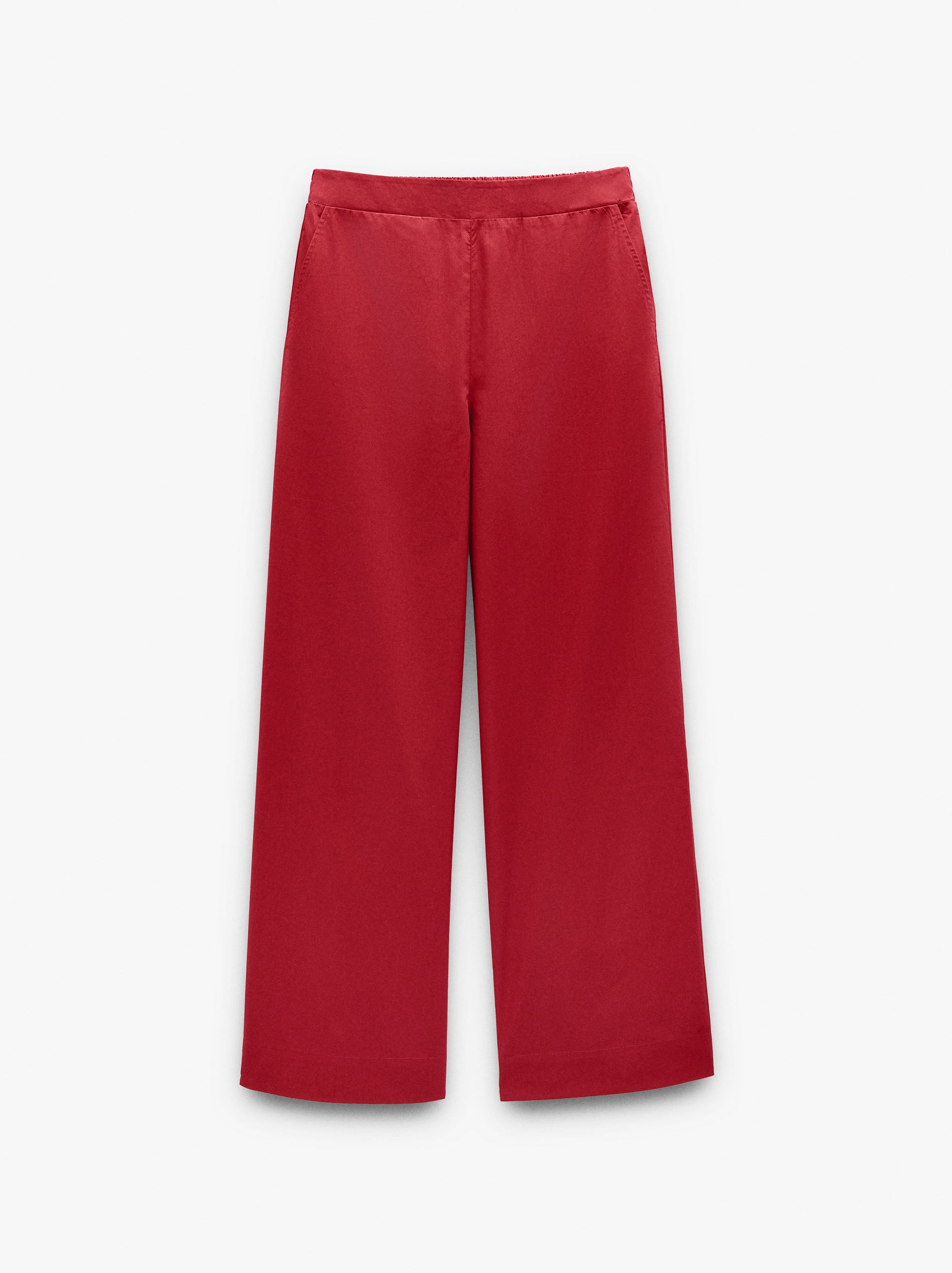Pantalón Recto Con Bolsillo 100% Algodón