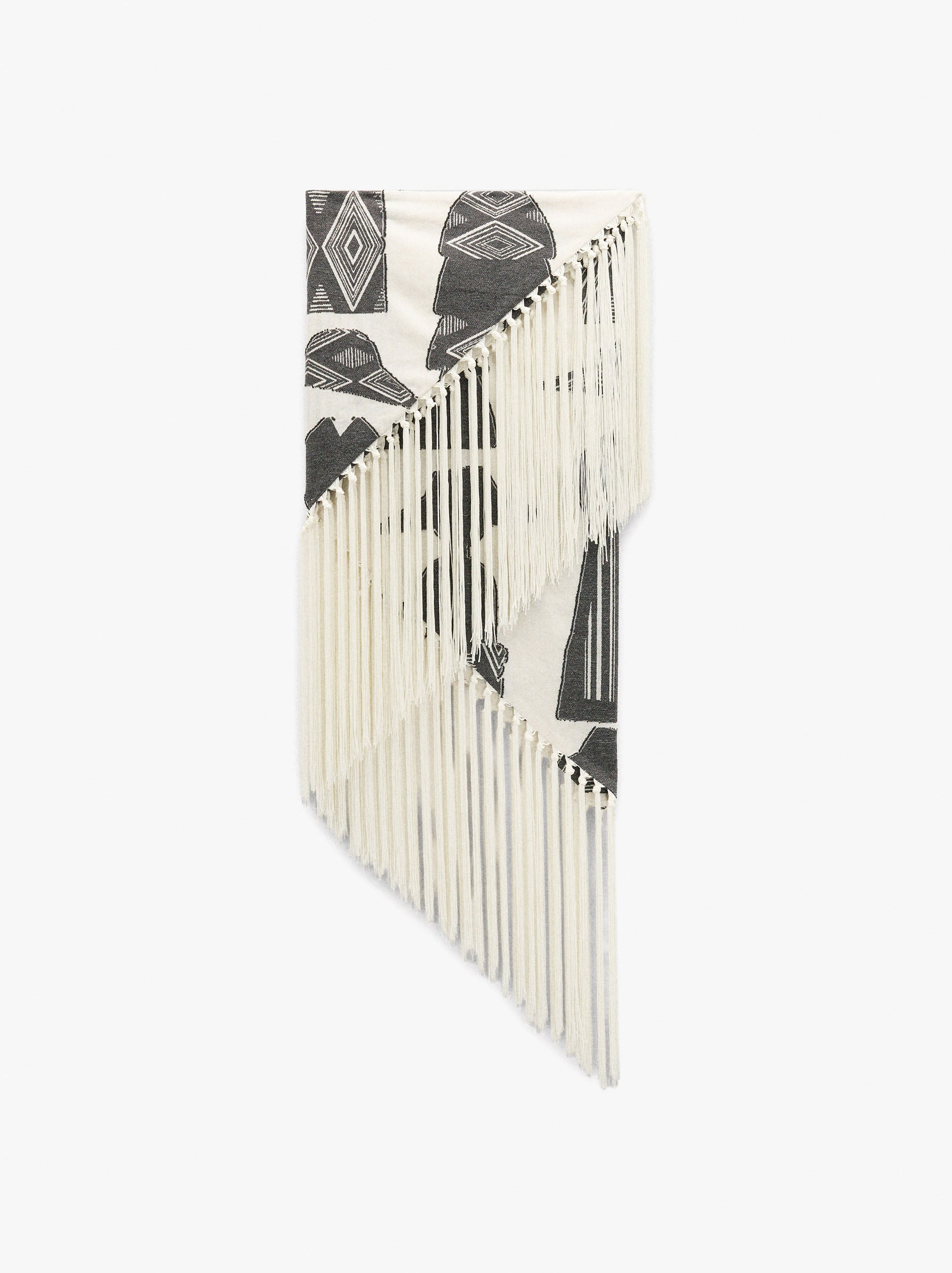 Pañuelo Cuadrado Jacquard Con Flecos