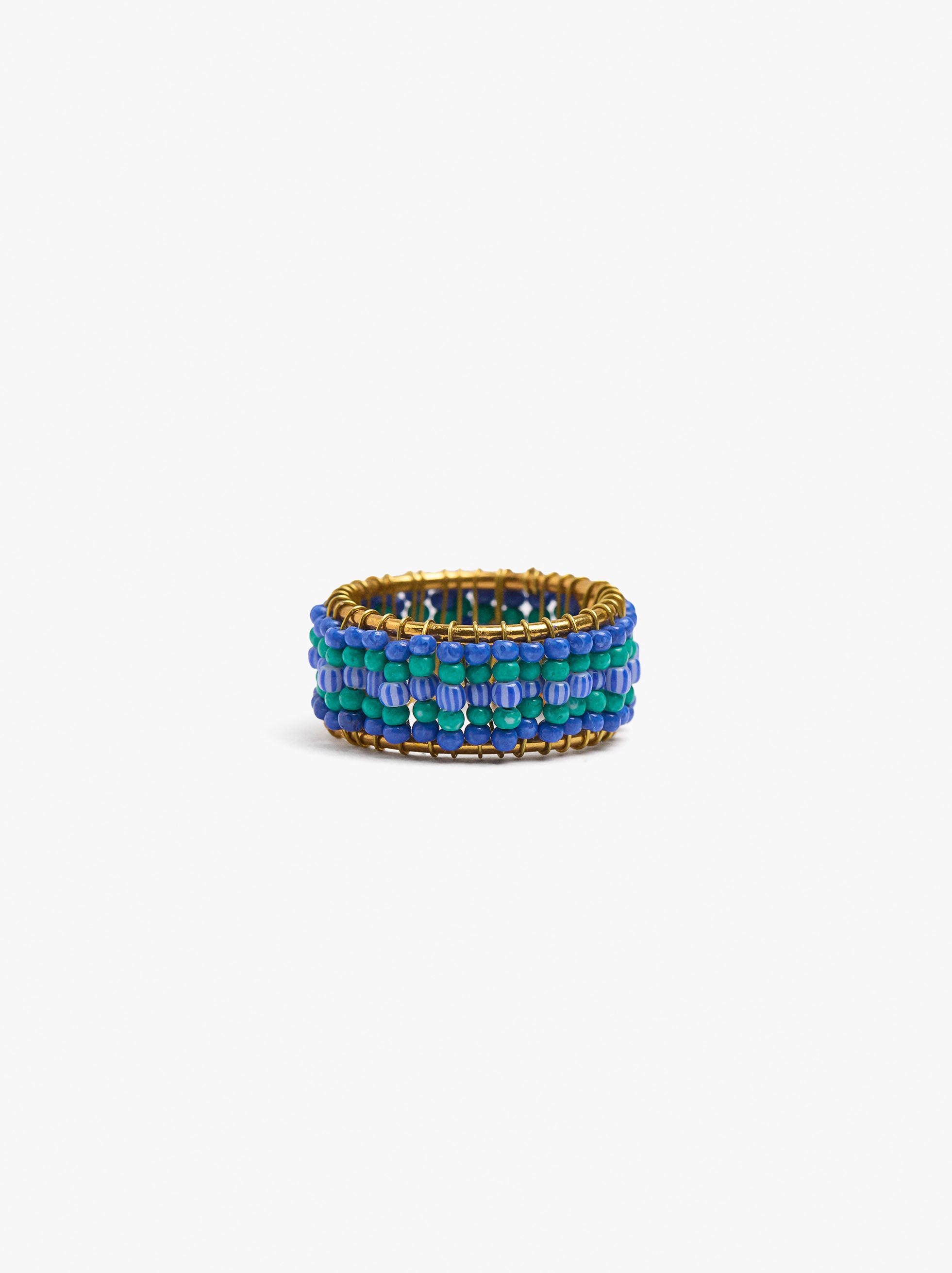 Anillo Ancho Con Abalorios