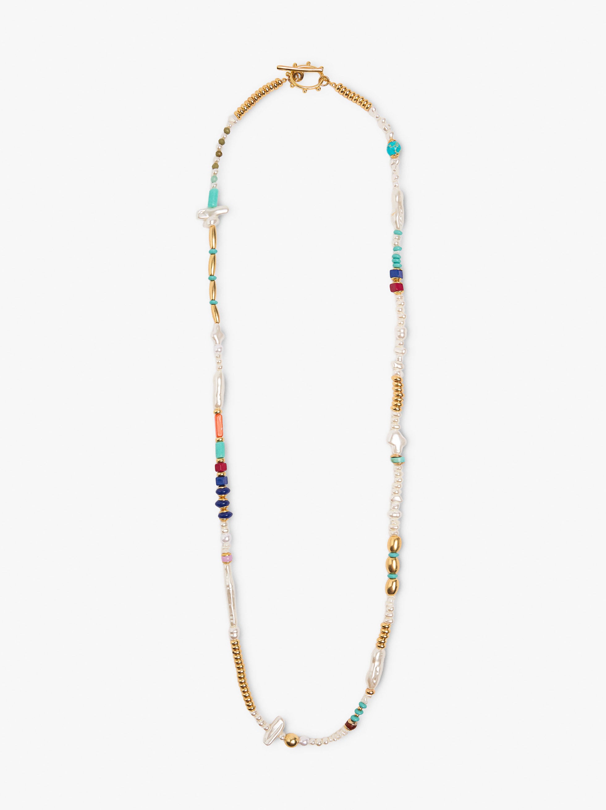 Collar Con Cuentas De Piedra Y Resina