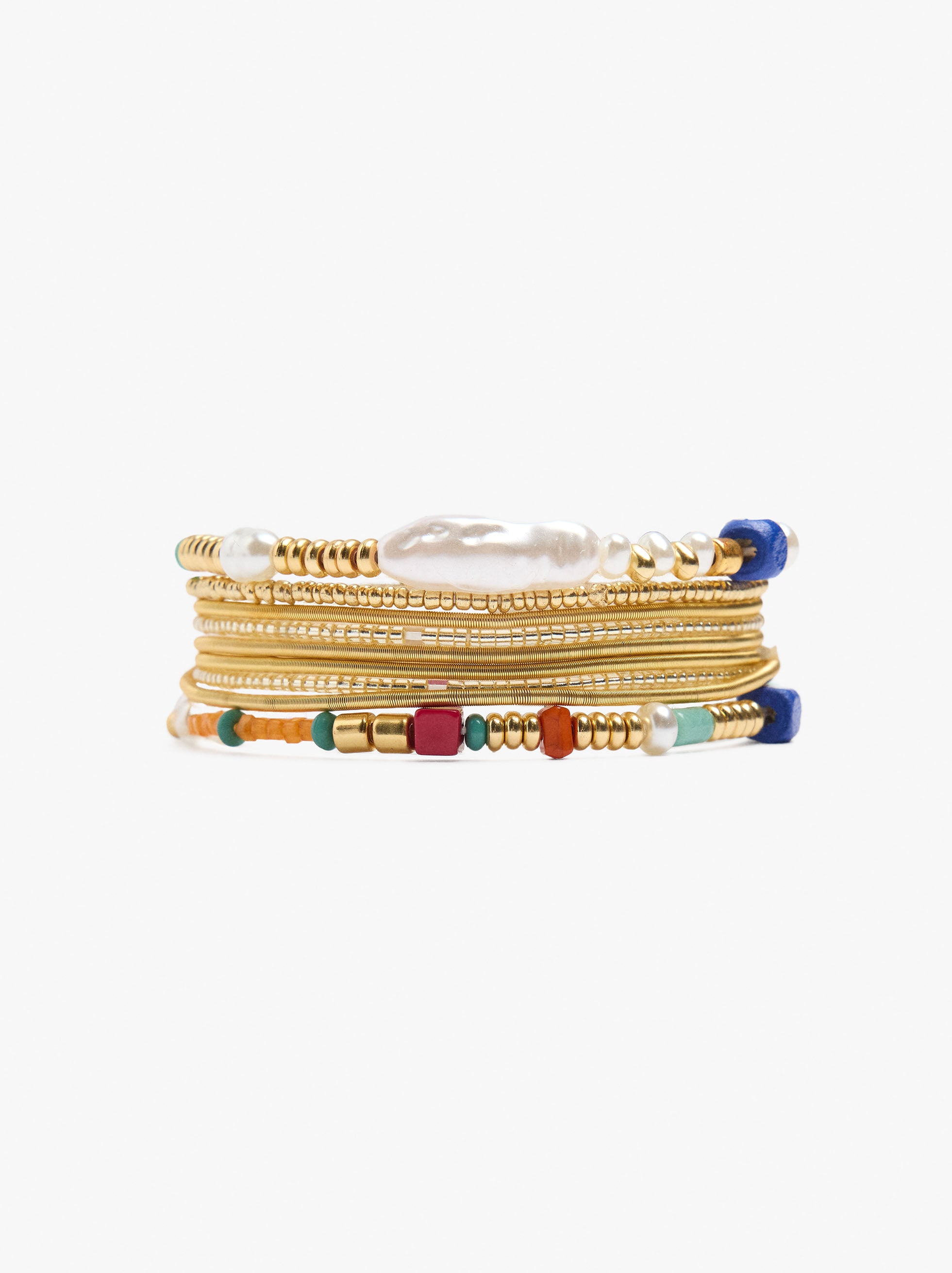 Set De Pulseras Elásticas Cuentas De Piedra Y Resina