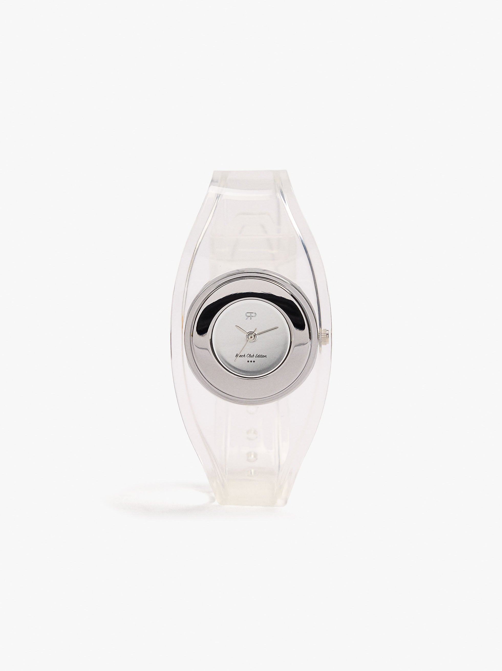 Reloj Redondo Con Pulsera Transparente