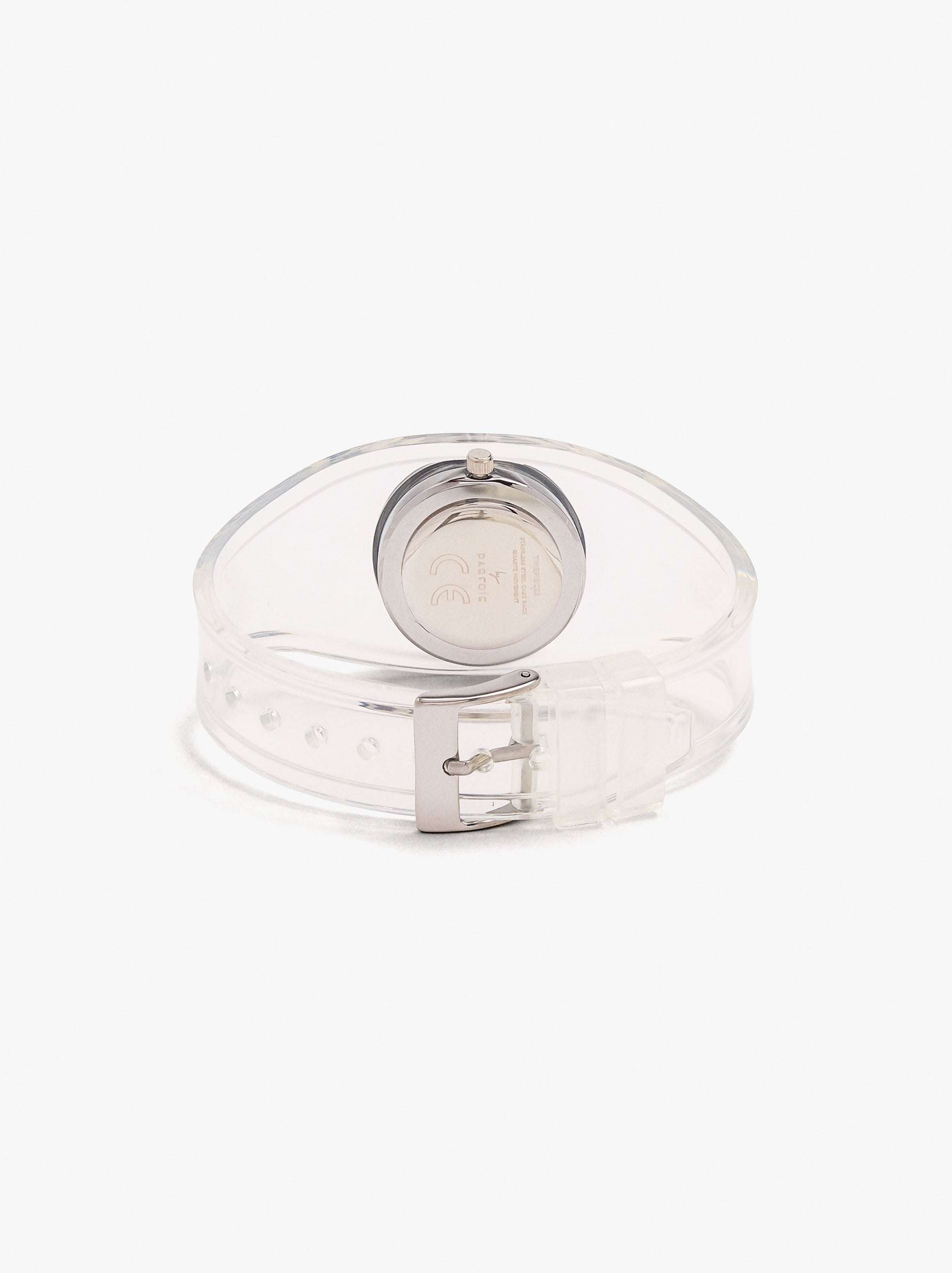 Reloj Redondo Con Pulsera Transparente