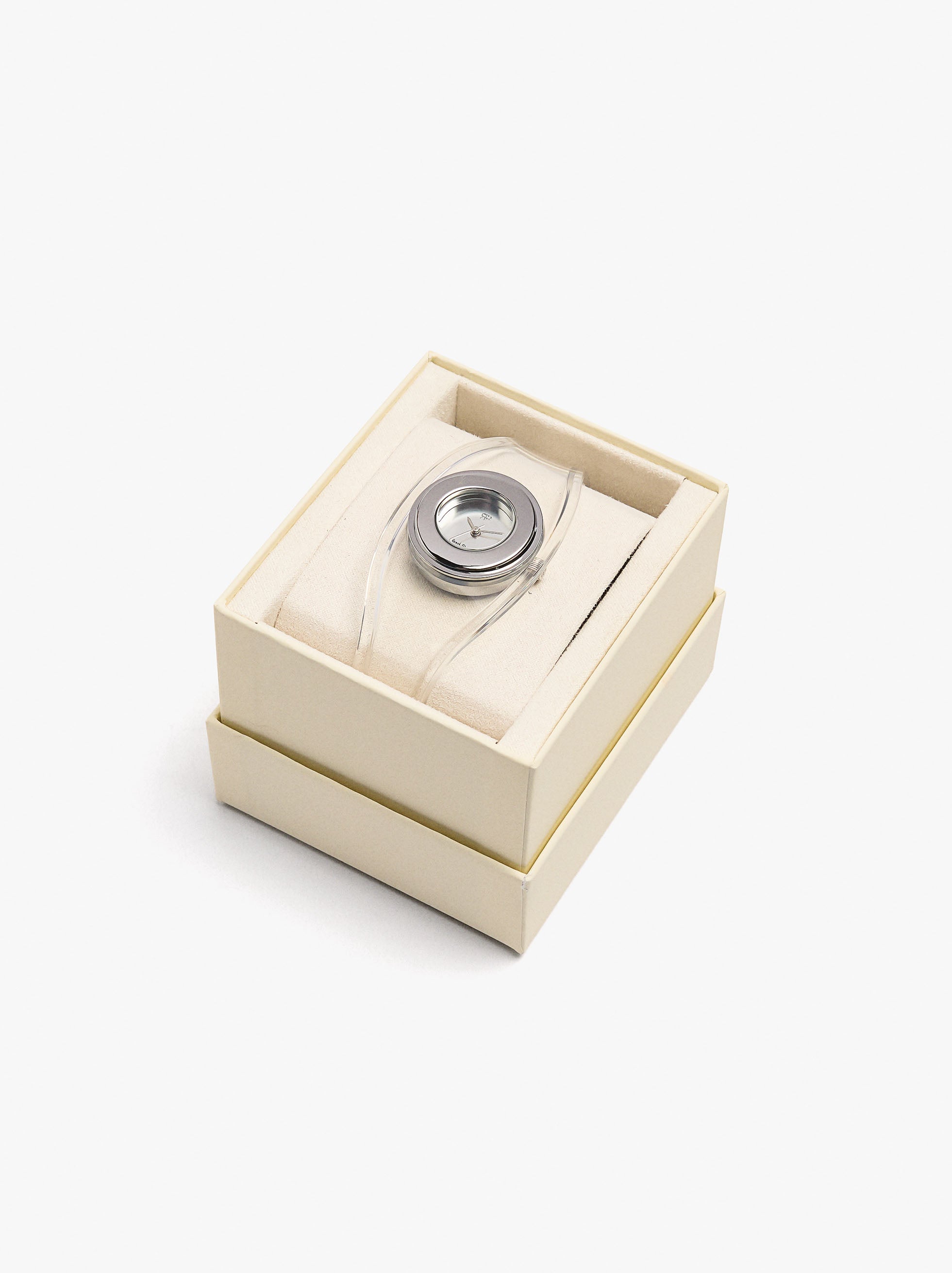 Reloj Redondo Con Pulsera Transparente