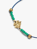 Pulsera Ajustable Con Cuentas De Vidrio Y Trébol