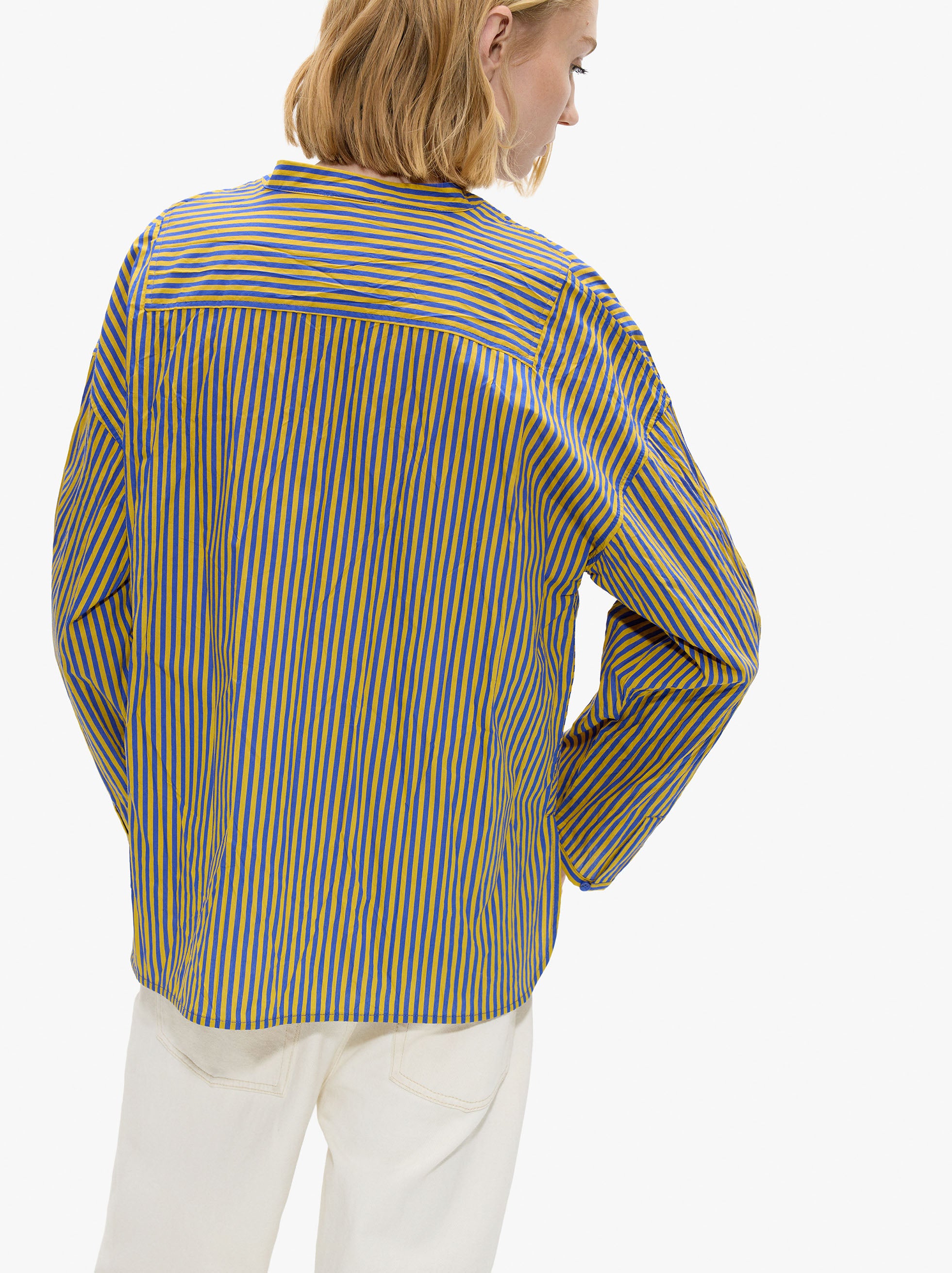 Camisa A Rayas Con Cuello Mao
