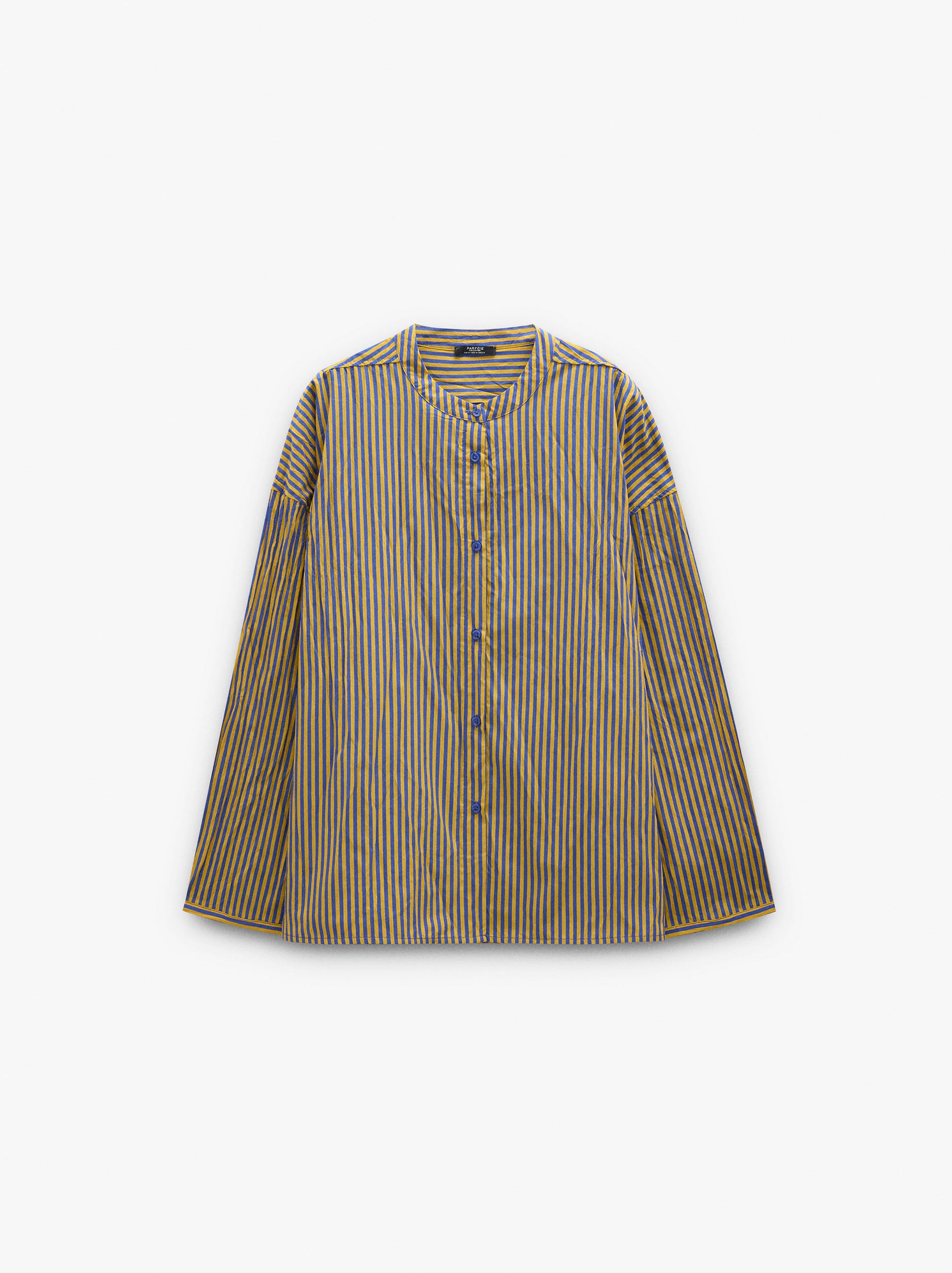 Camisa A Rayas Con Cuello Mao