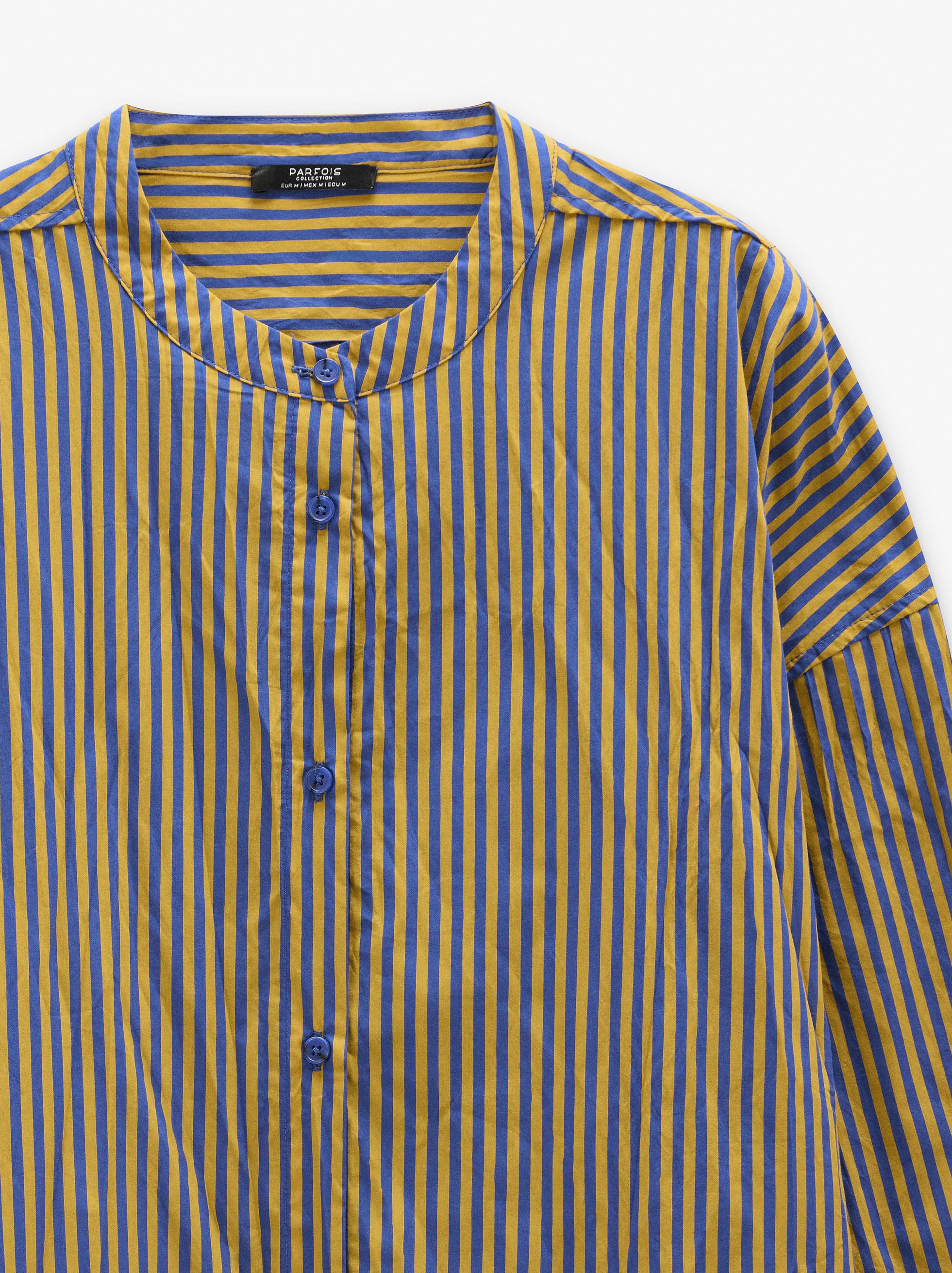 Camisa A Rayas Con Cuello Mao