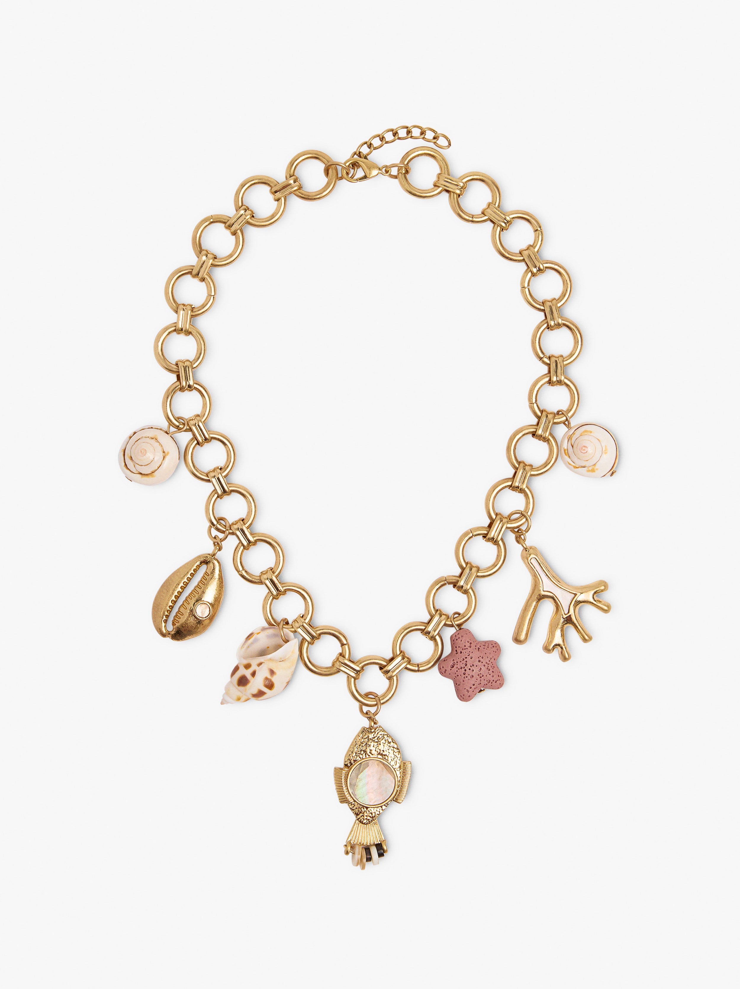 Collar Corto De Eslabones Con Motivos Marinos