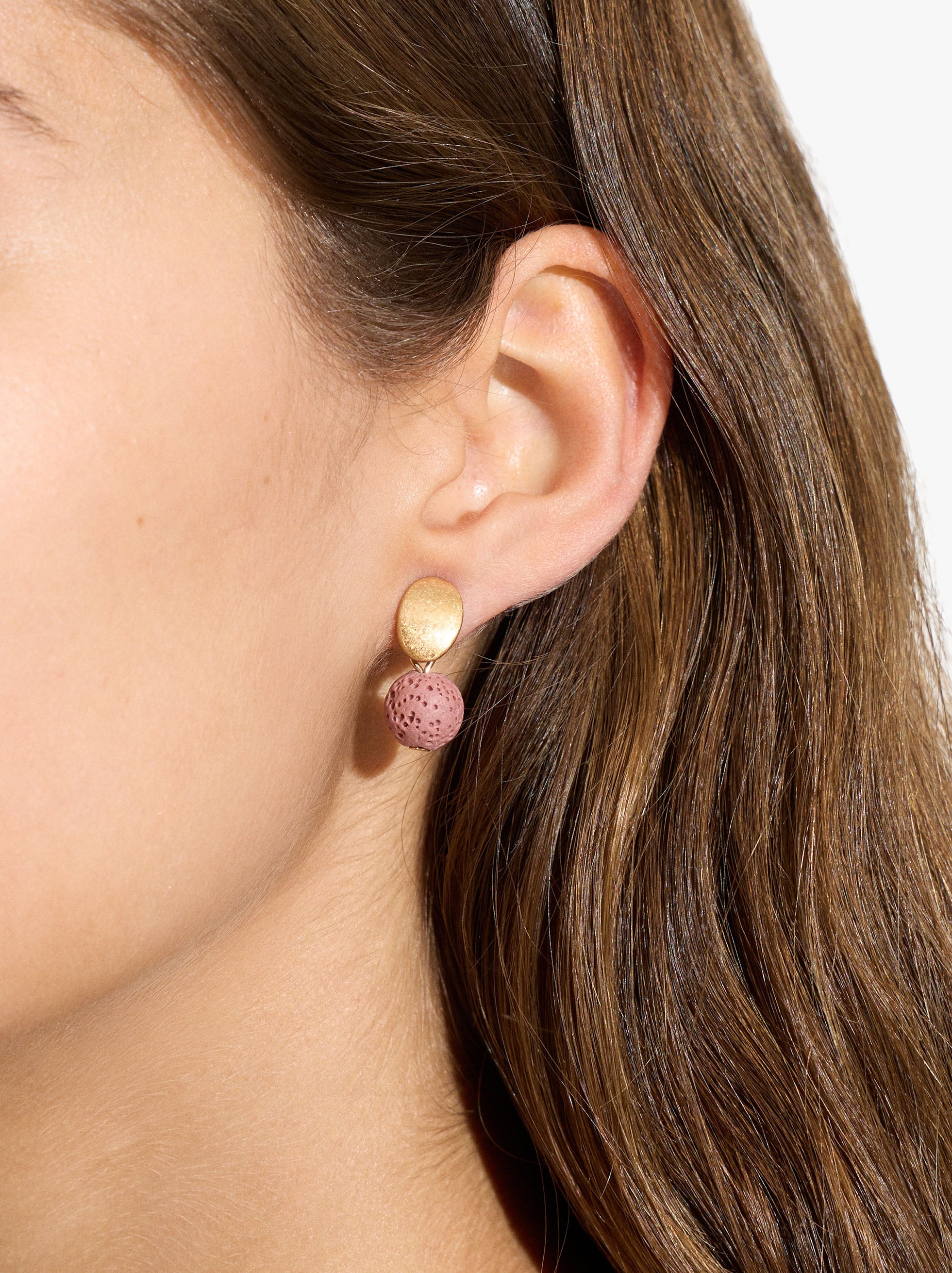 Pendientes Corto Con Efecto Coral