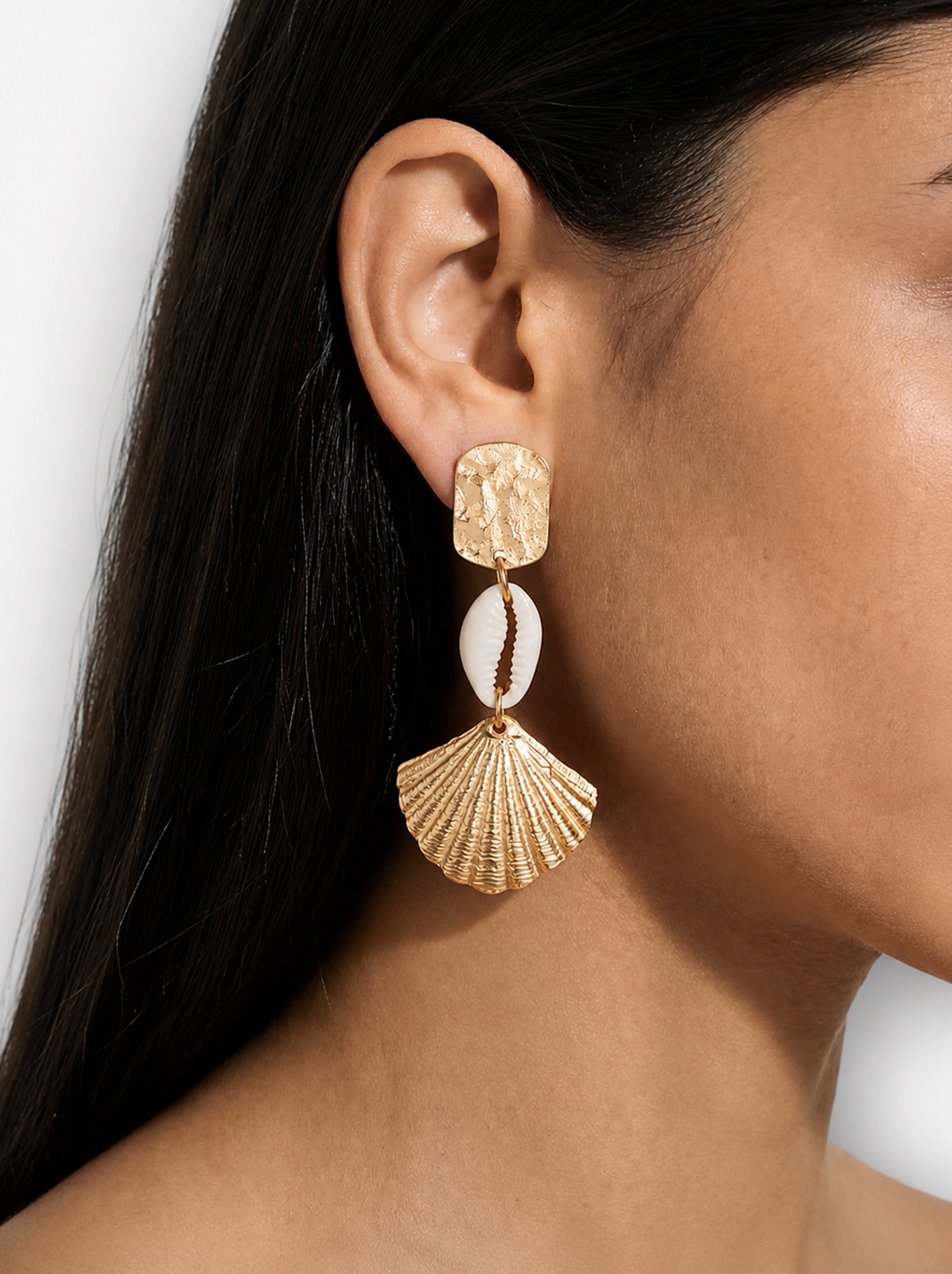 Pendientes Largos Con Conchas