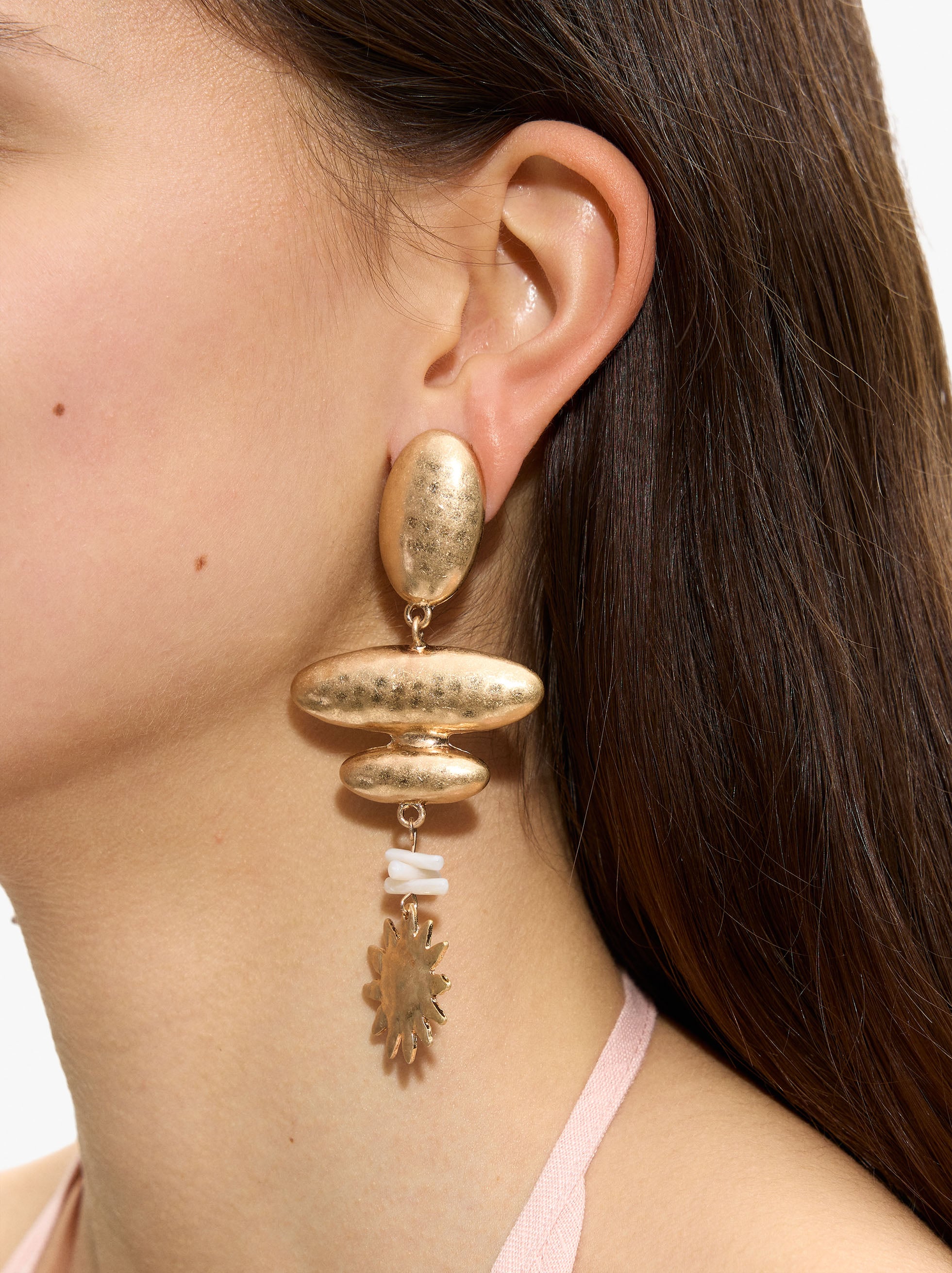 Pendientes Largos Asimétricos Con Sol