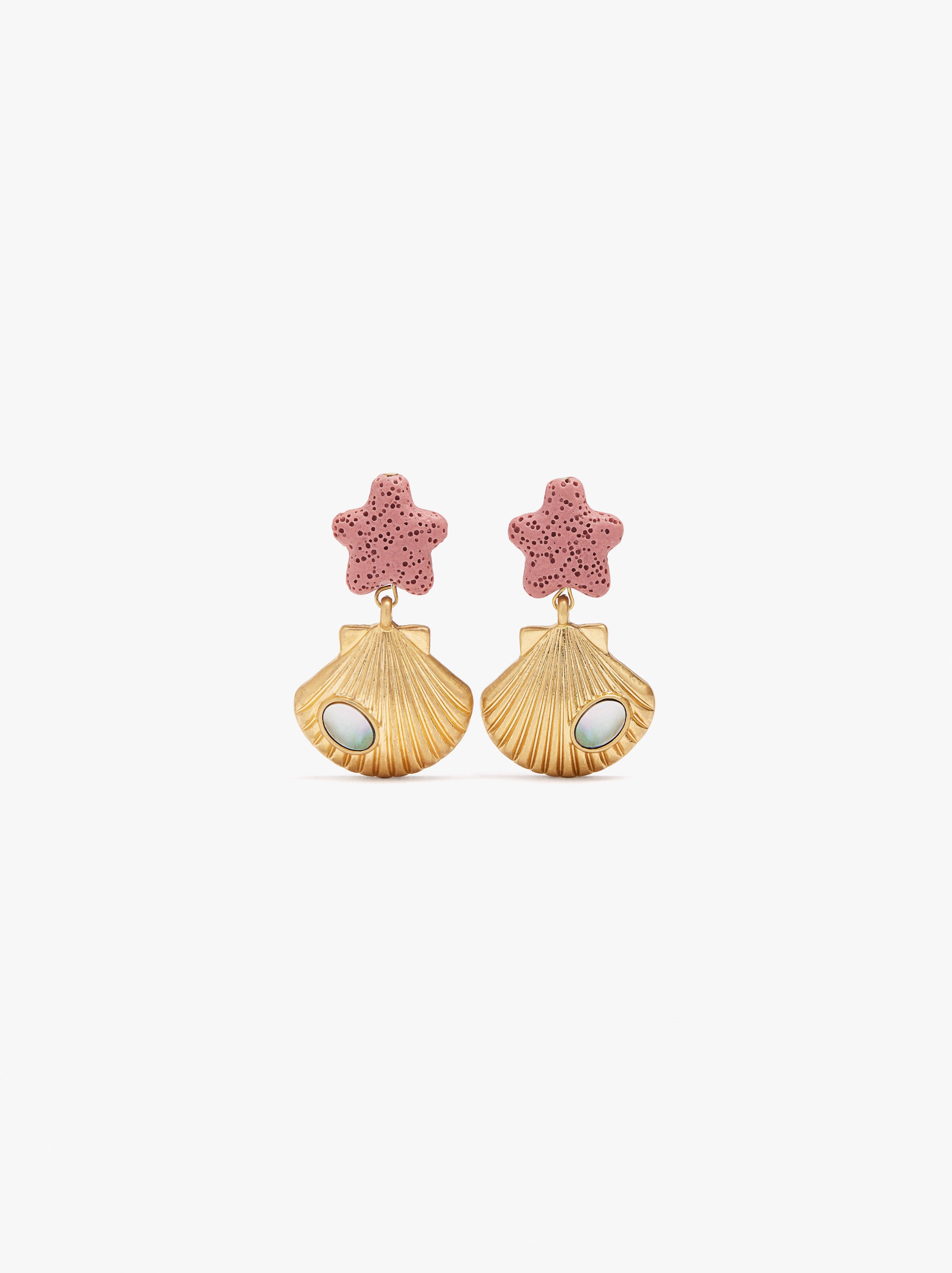 Pendientes Efecto Coral Con Conchas