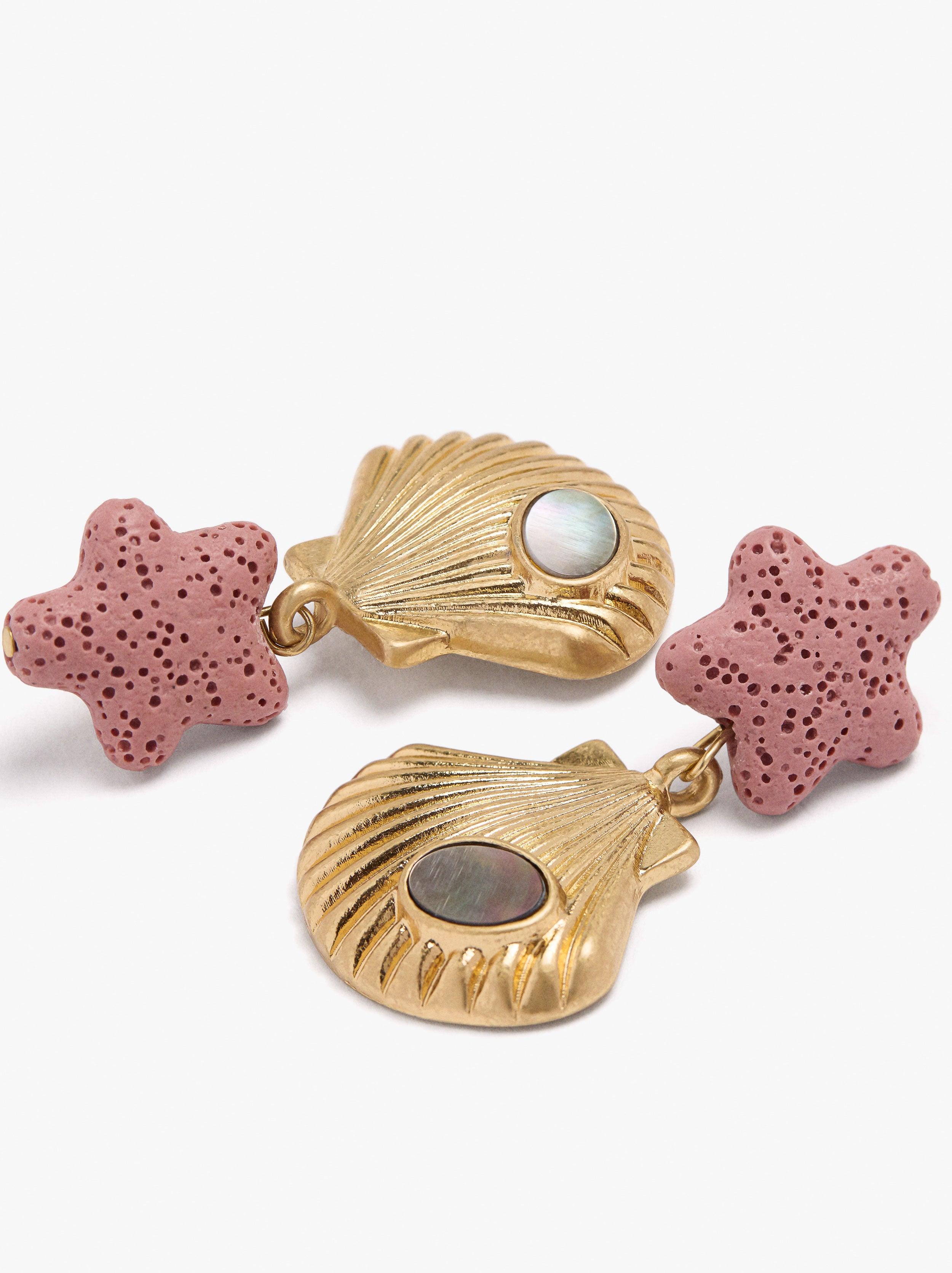 Pendientes Efecto Coral Con Conchas
