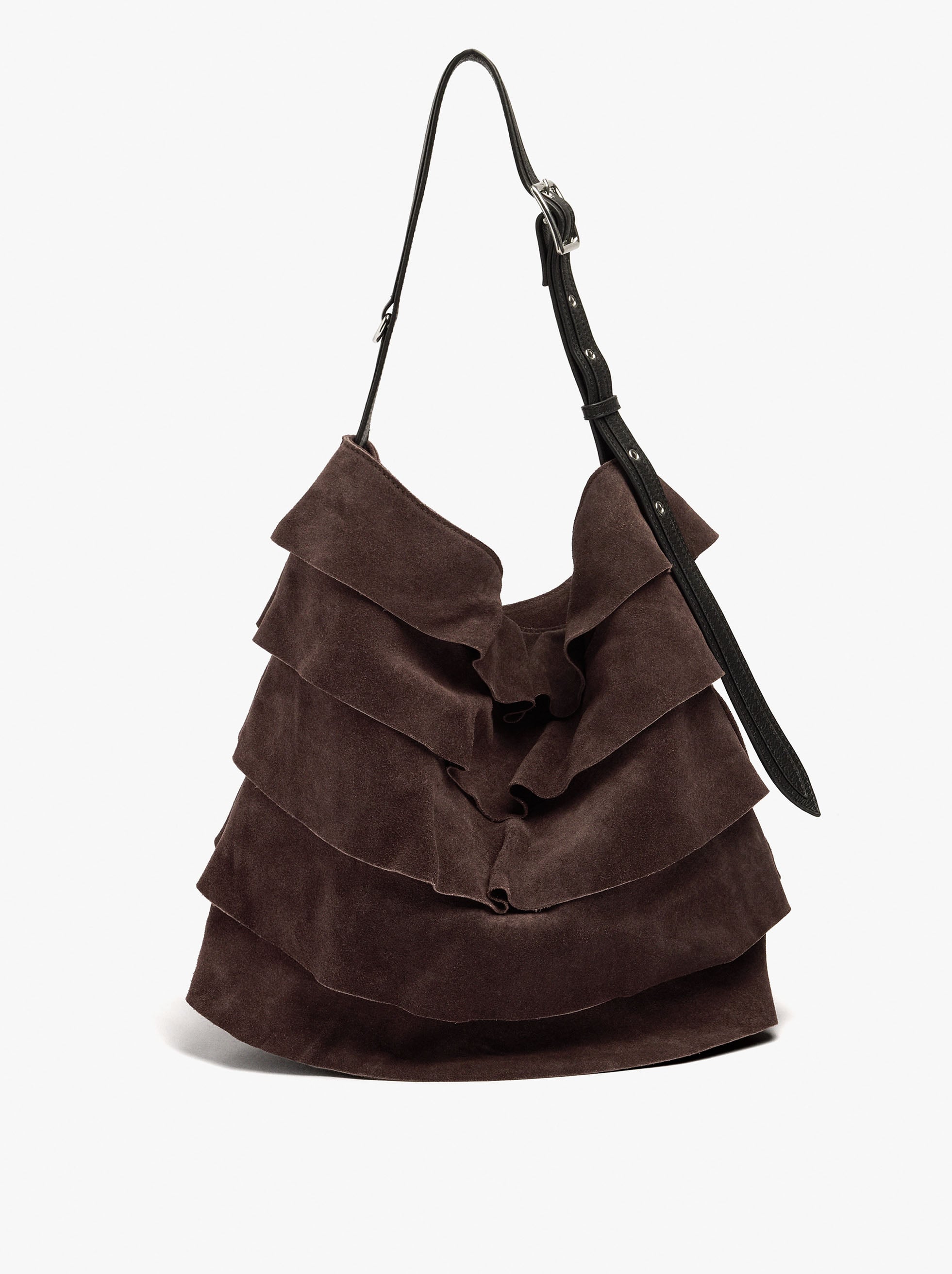 Bolso Shopper De Piel Con Volantes