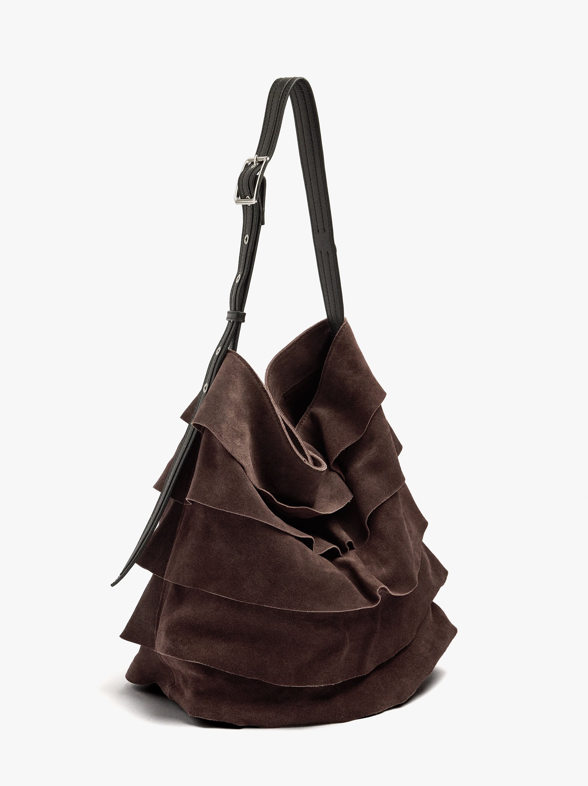 Bolso Shopper De Piel Con Volantes