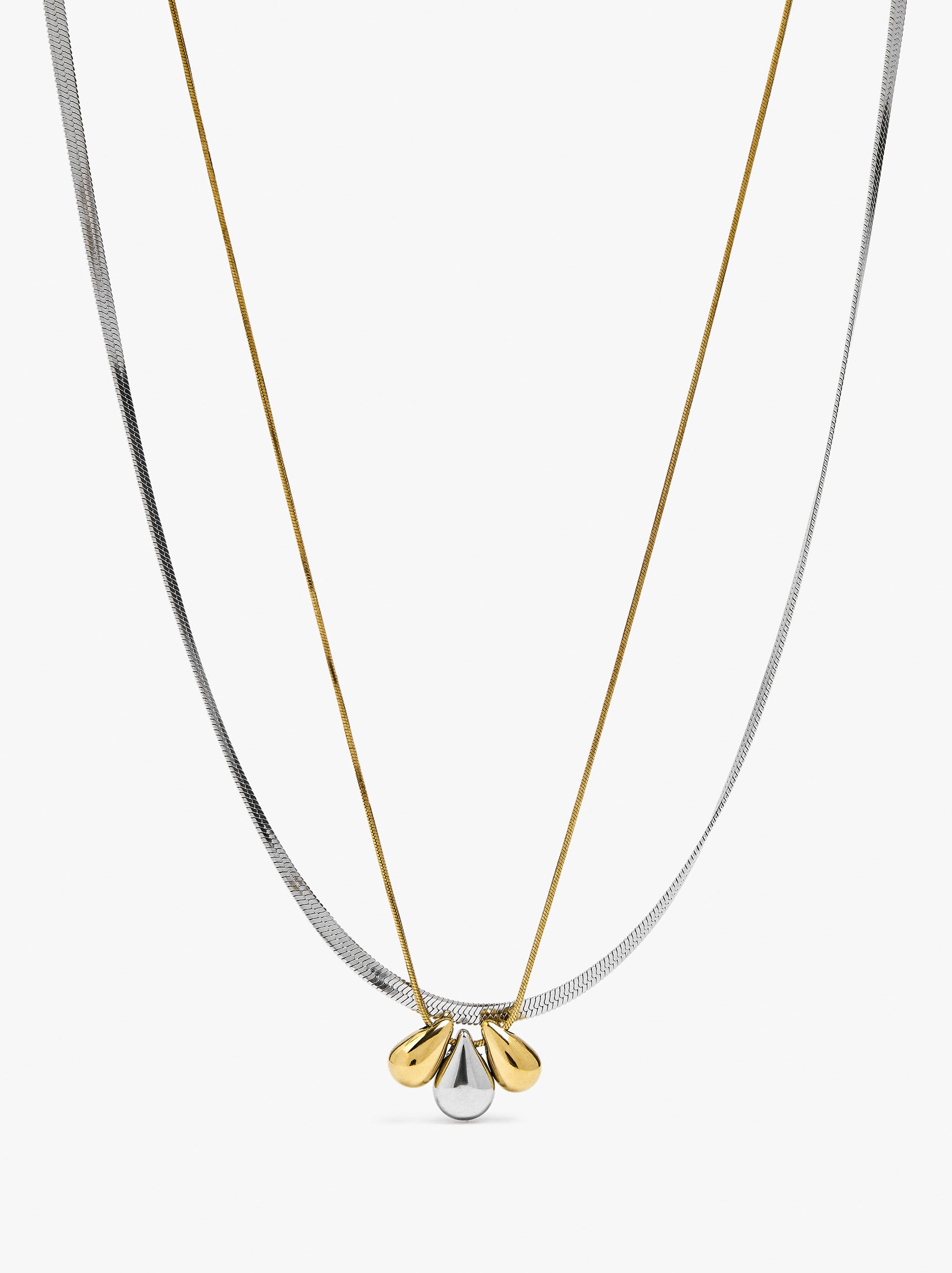 Set De Collares Con Lágrimas - Acero Inoxidable