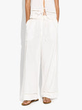 Pantalón Bordados Perforados Mezcla De Lino