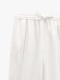 Pantalón Bordados Perforados Mezcla De Lino