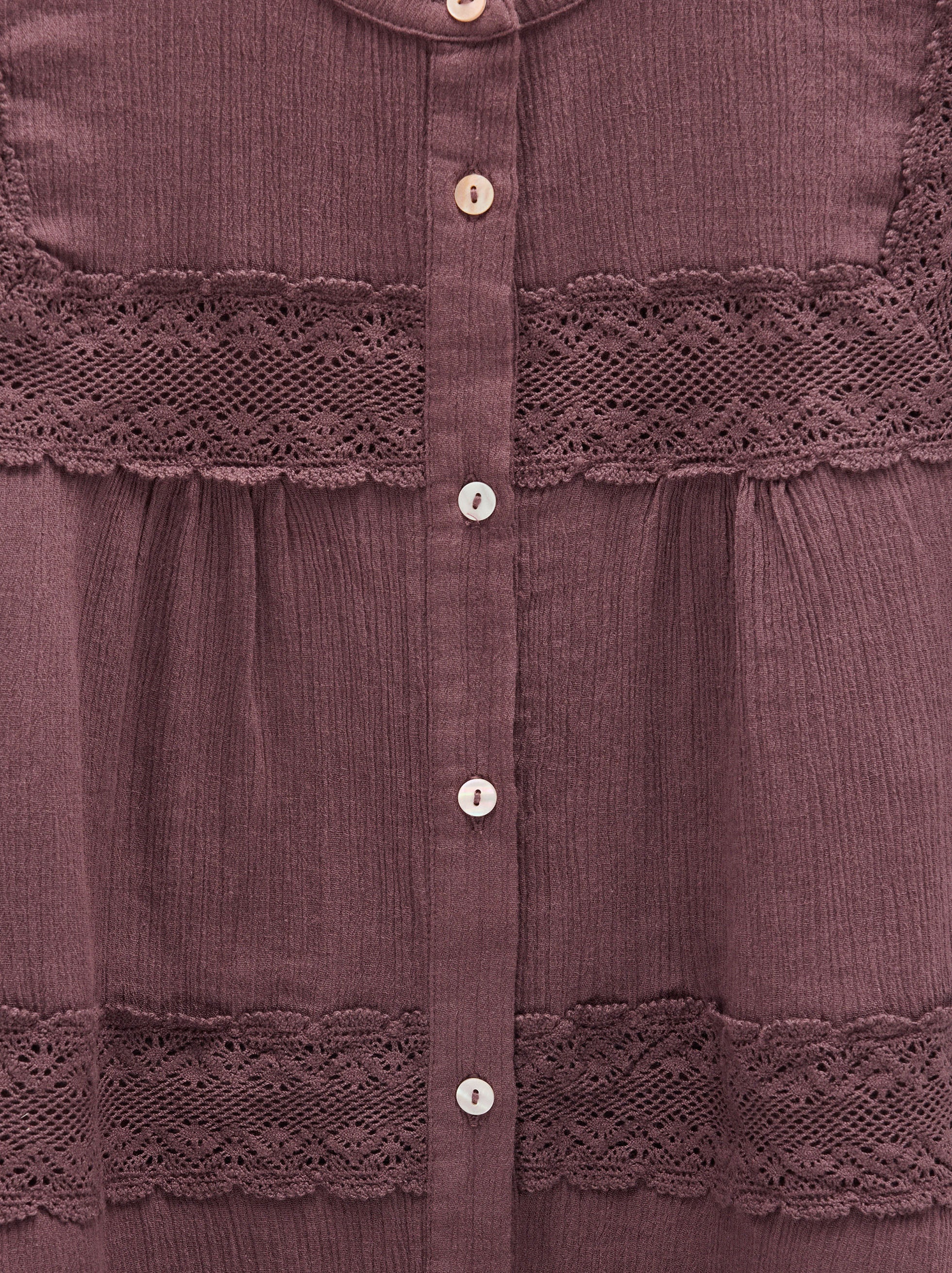 Blusa Con Detalles De Croché 100% Algodón